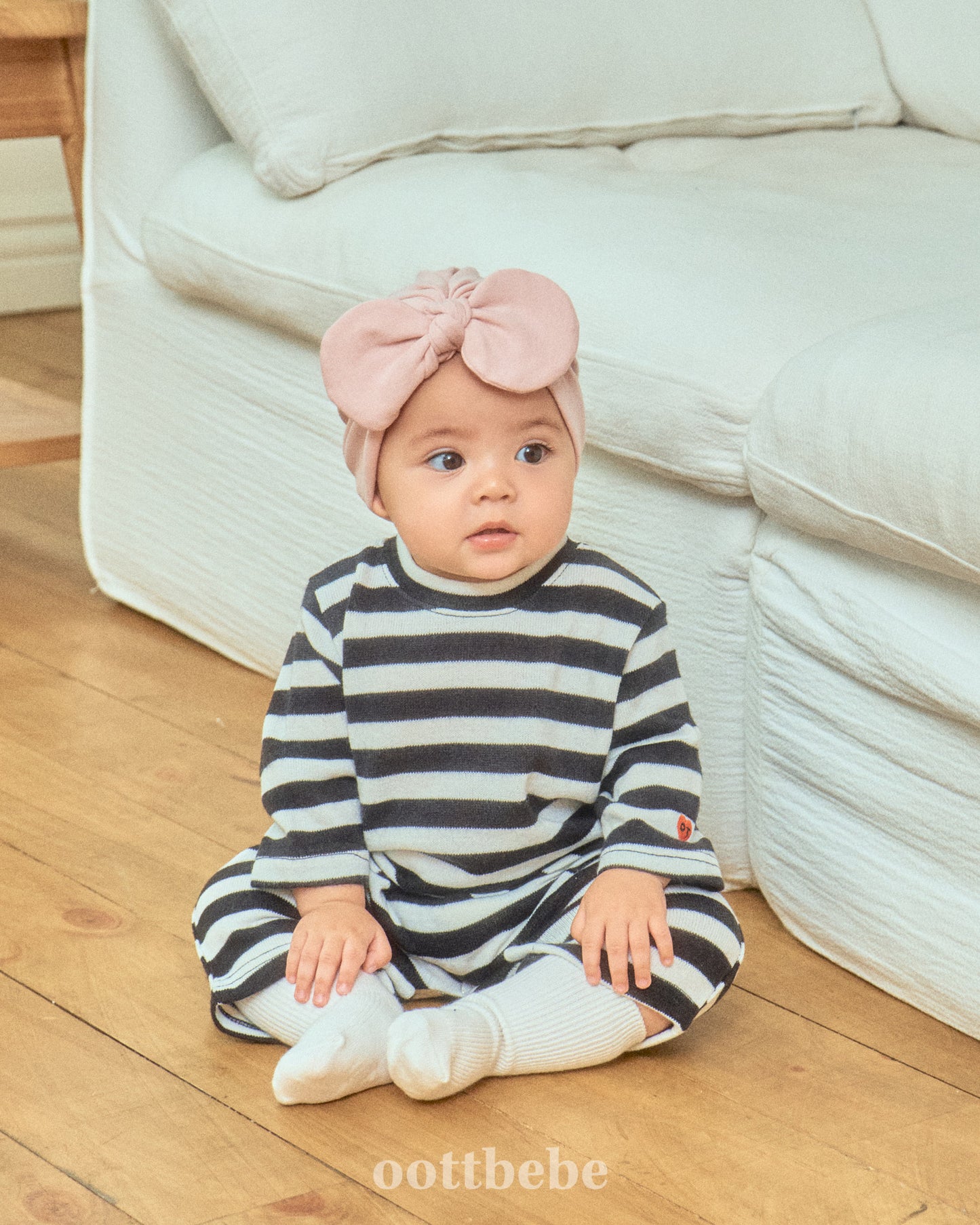 (Pre-order) OOTTBEBE - Mix Stripe Knit Suit 믹스단가라슈트 (2 Colors)