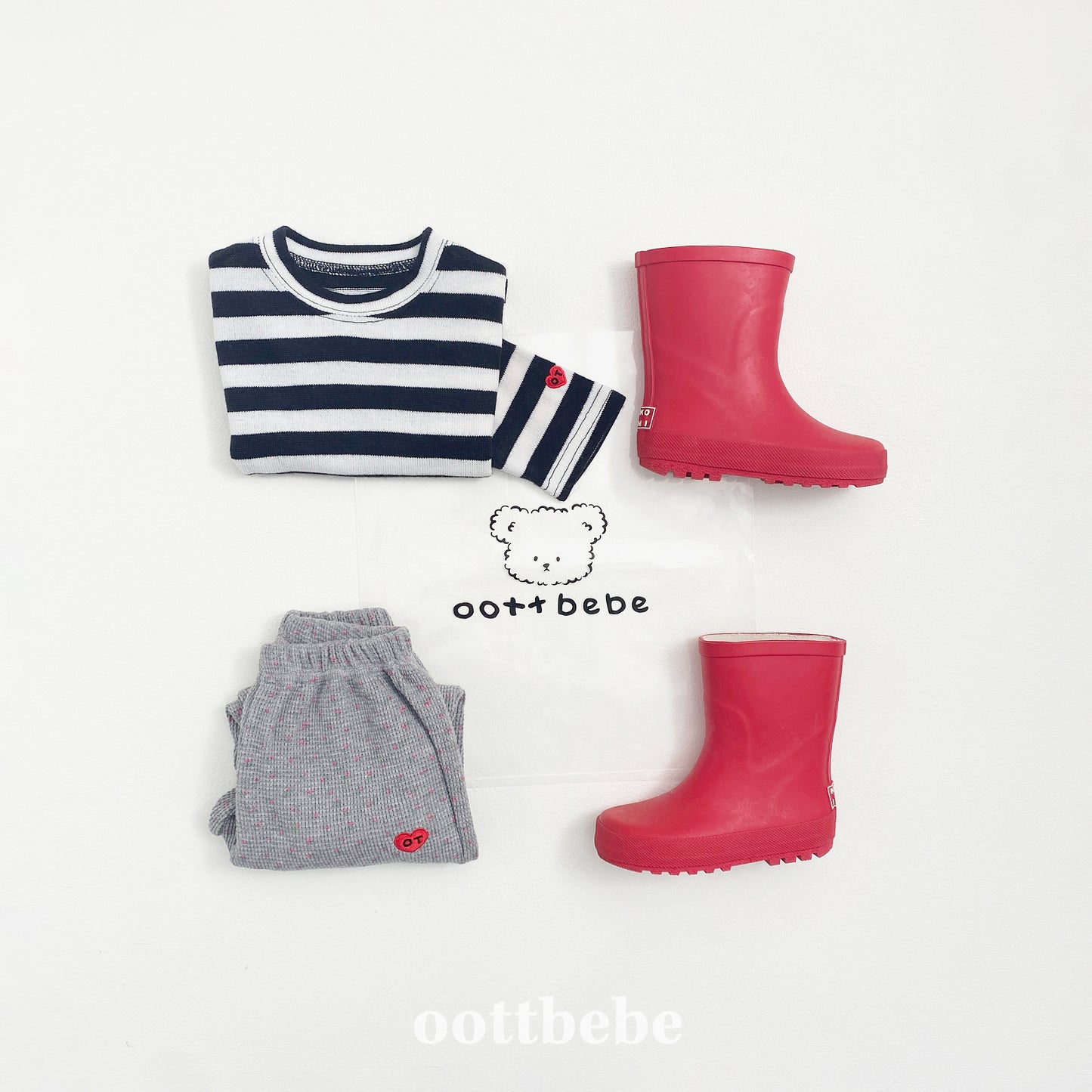 (Pre-order) OOTTBEBE - Mix Stripe Knit Tee 믹스단가라티(니트) (2 Colors)