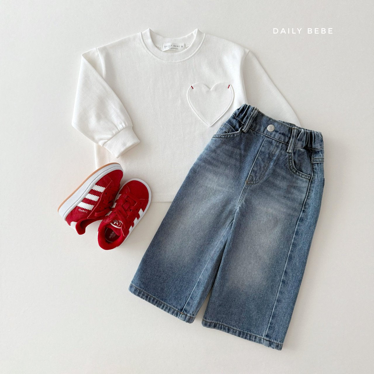 (Pre-order) Daily Bebe - Kids' Heart Pocket Tee 하트포켓 (2 Colors)