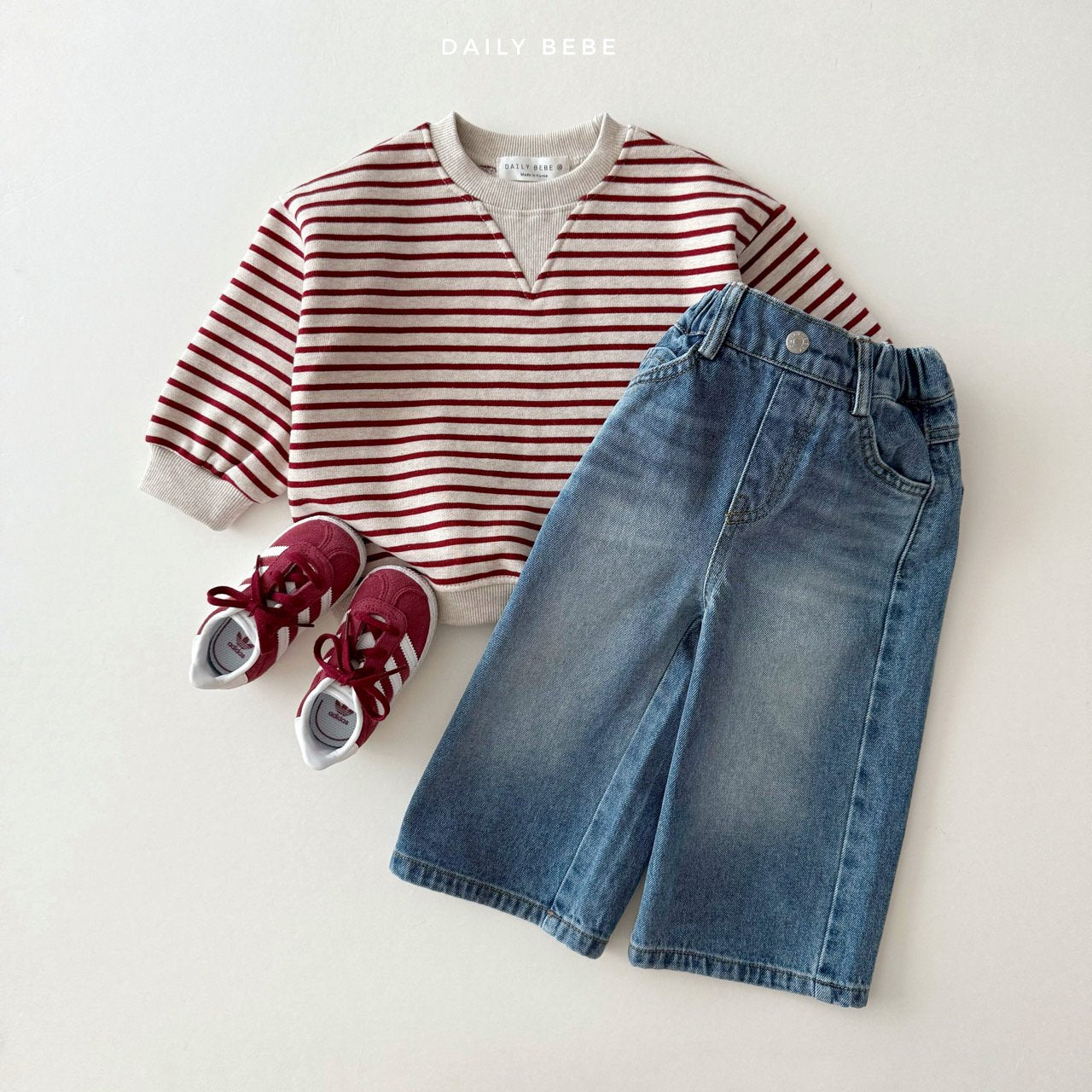 (Pre-order) Daily Bebe - Kids’ Triangle Stripe Sweatshirt 단가라 삼각 맨투맨 (2 Colors)