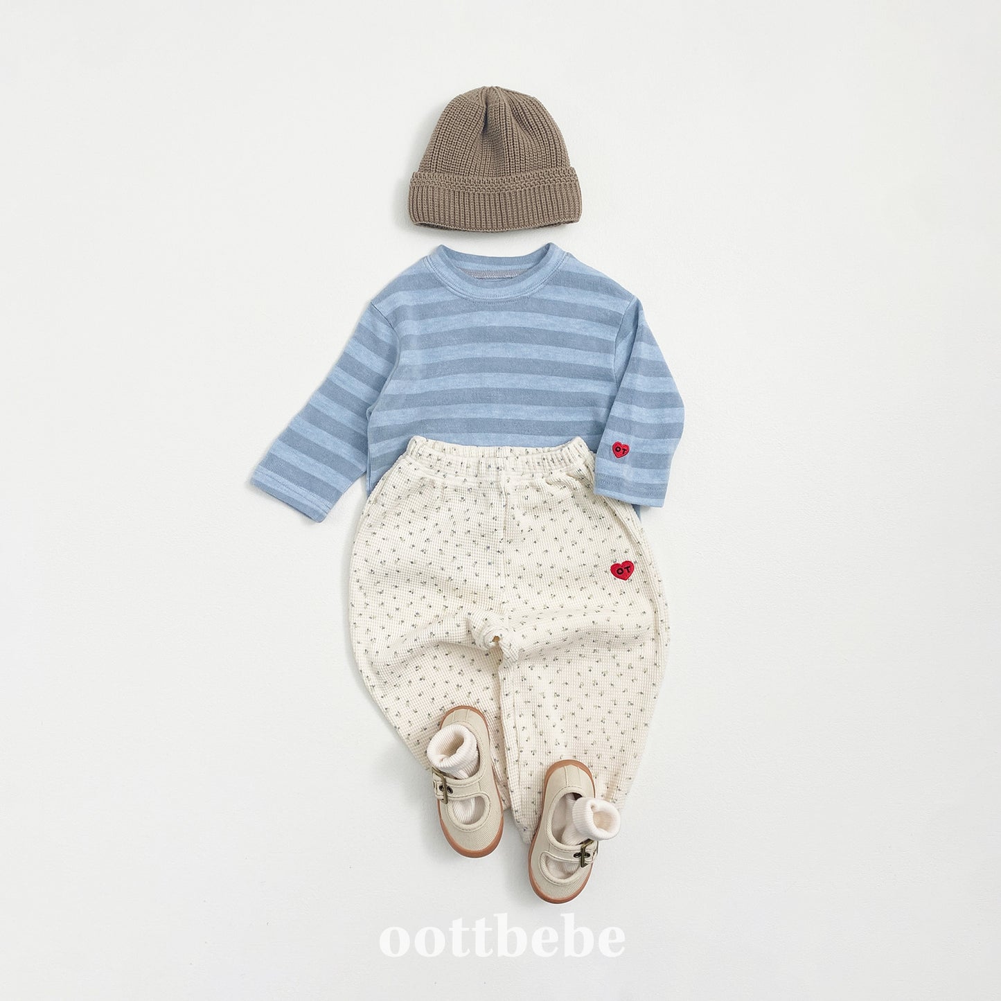 (Pre-order) OOTTBEBE - Mix Stripe Knit Tee 믹스단가라티(니트) (2 Colors)