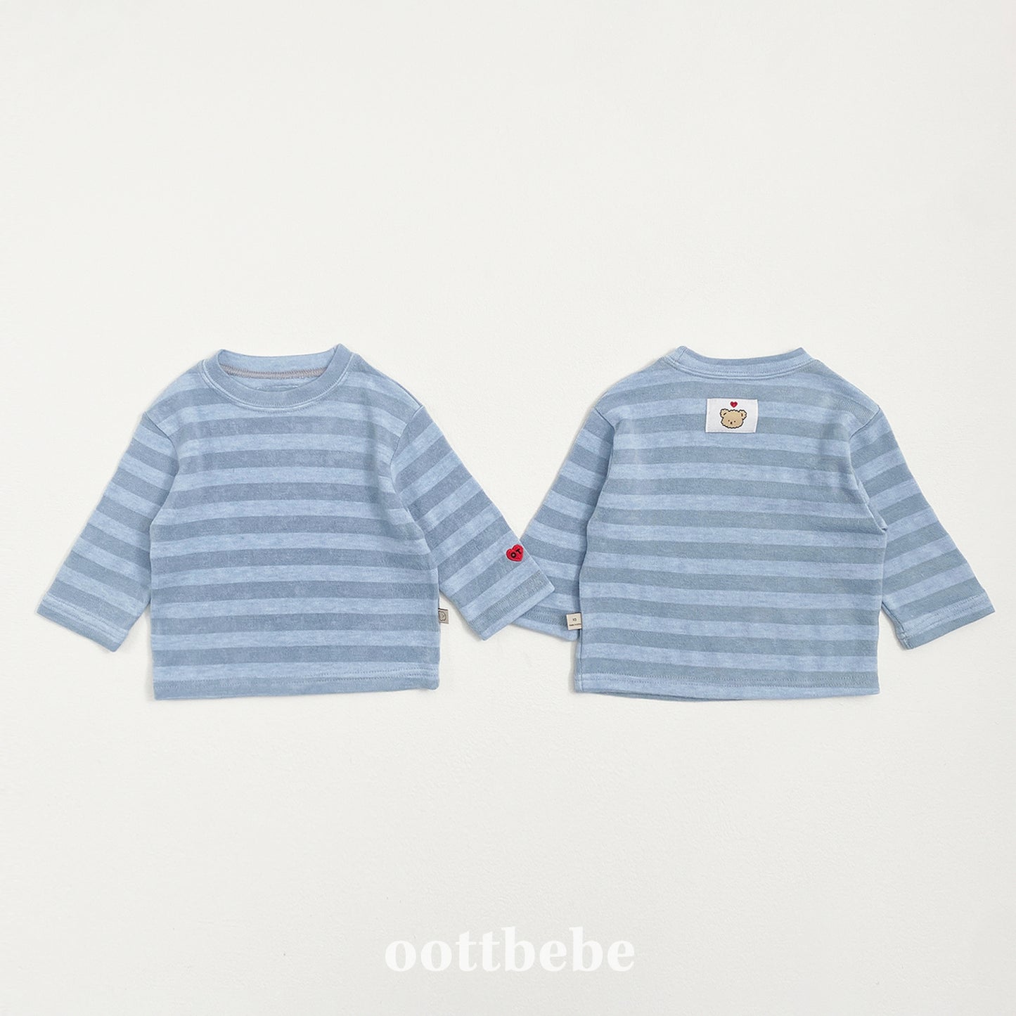 (Pre-order) OOTTBEBE - Mix Stripe Knit Tee 믹스단가라티(니트) (2 Colors)