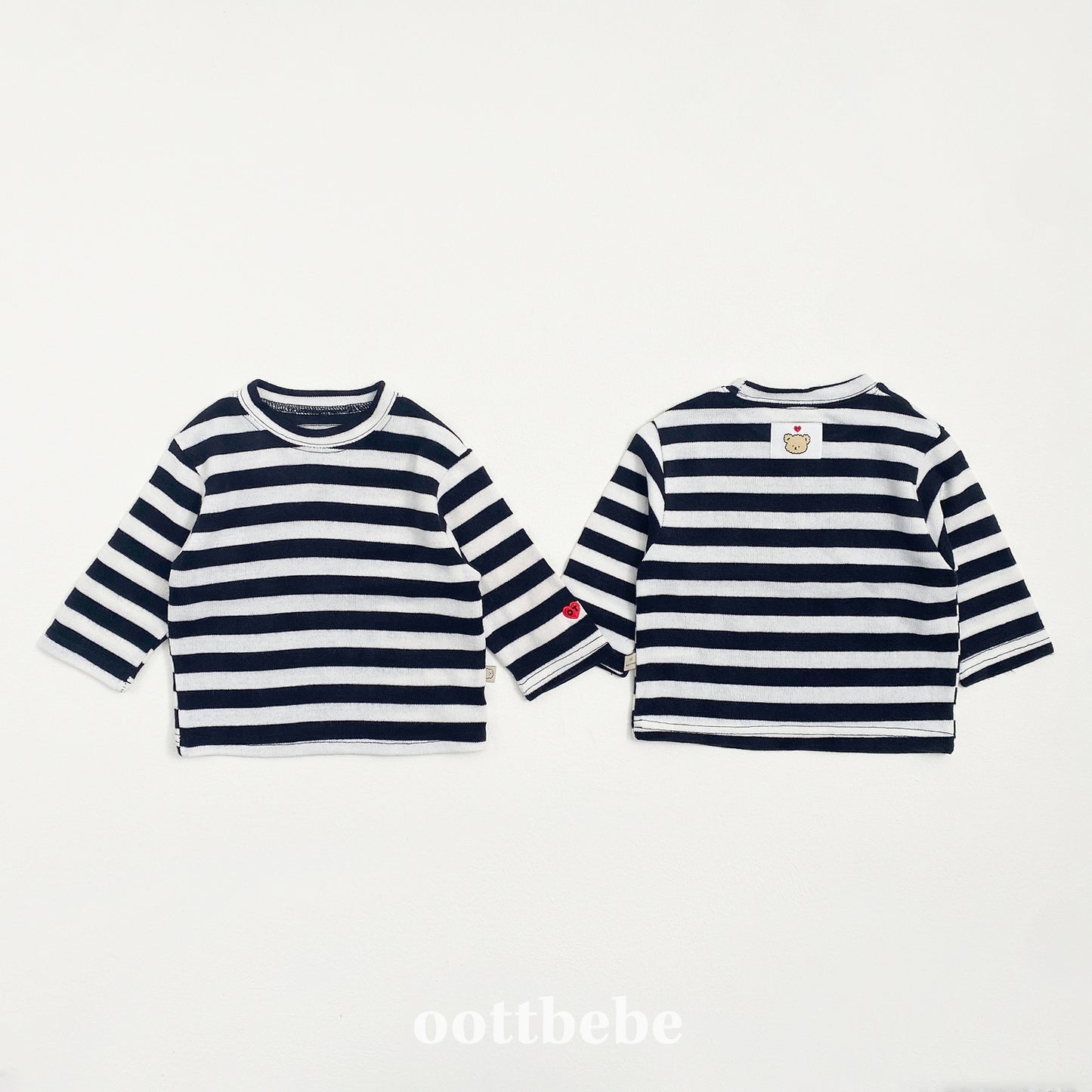 (Pre-order) OOTTBEBE - Mix Stripe Knit Tee 믹스단가라티(니트) (2 Colors)