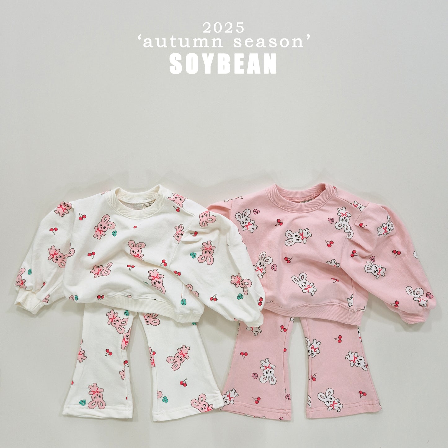 (Pre-order) Soybean Kids - Bunny Flare Top & Bottom Set 바니나팔상하복 (2 Colors)