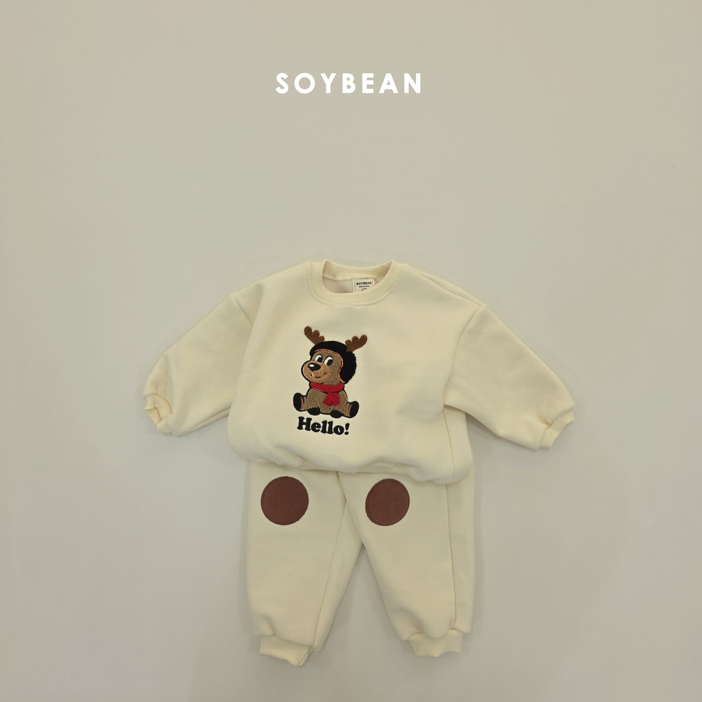 (Pre-order) Soybean Kids Winter - Hello Boucle Rudolph Top & Bottom Set 헬로부클루돌프상하 (2 Colors)