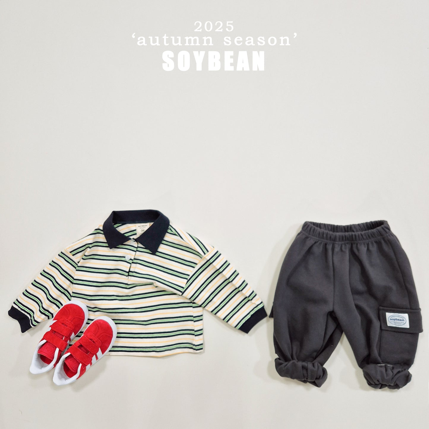 (Pre-order) Soybean Kids - Contrast Collar Sweatshirt Tee 배색카라티 (2 Colors)