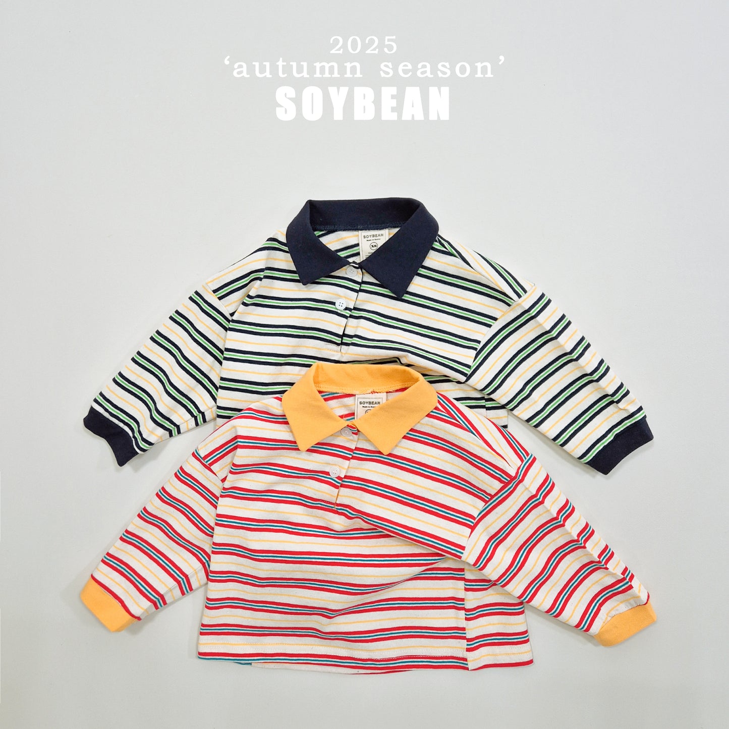 (Pre-order) Soybean Kids - Contrast Collar Sweatshirt Tee 배색카라티 (2 Colors)