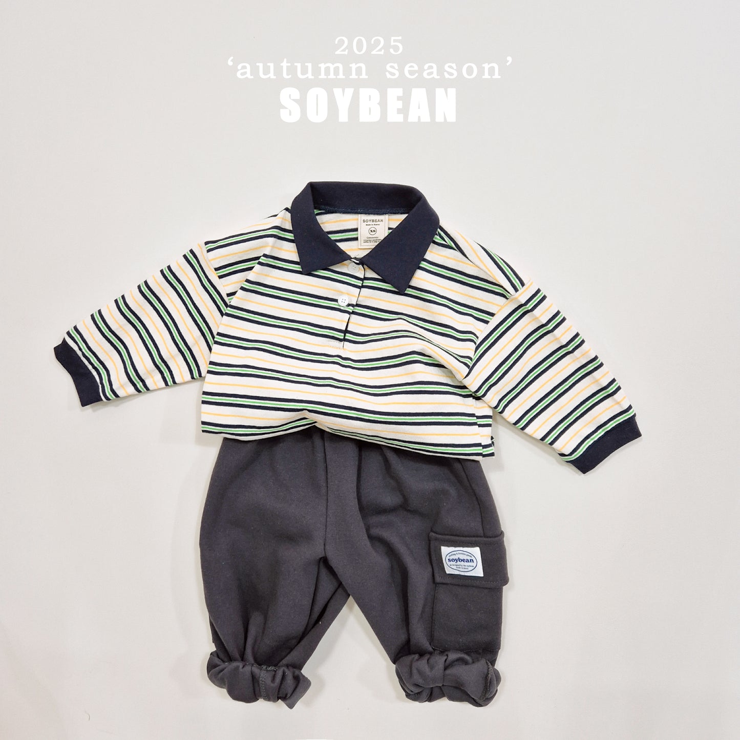 (Pre-order) Soybean Kids - Contrast Collar Sweatshirt Tee 배색카라티 (2 Colors)