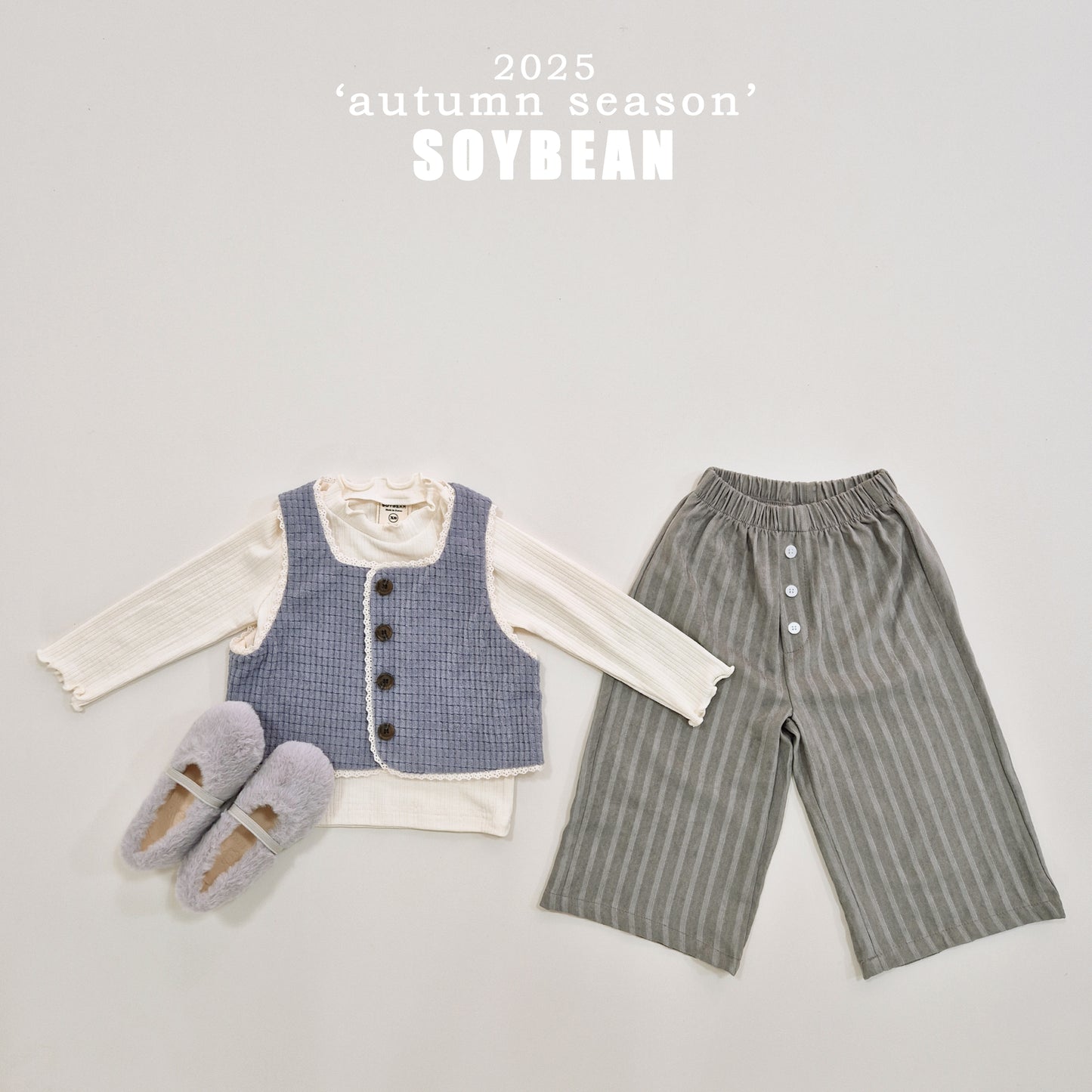 (Pre-order) Soybean Kids - Button Stripe Wide Pants 버튼트렁크팬츠 (2 Colors)