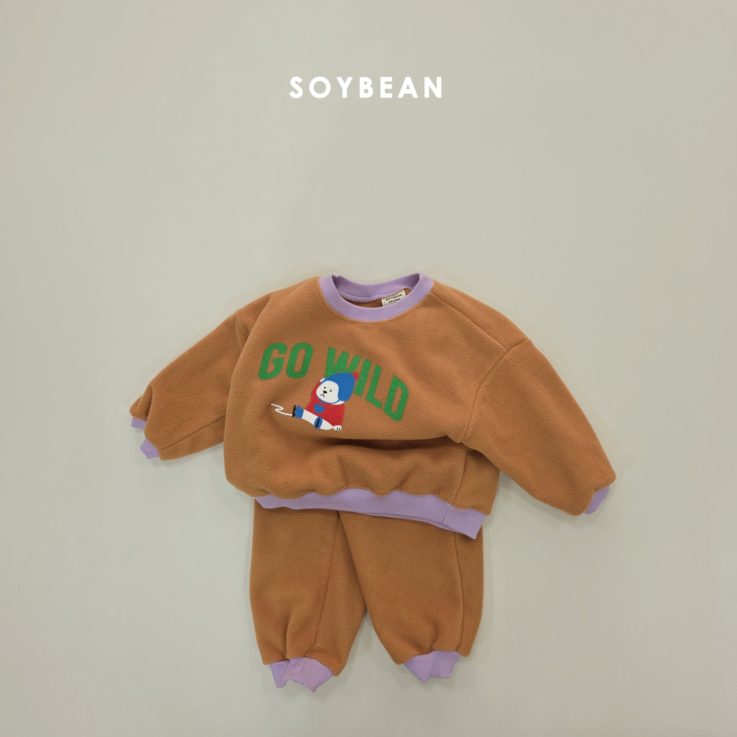 (Pre-order) Soybean Kids Winter - Baby Polar Bear Fleece Top & Bottom Set 아기백곰플리스상하복 (2 Colors)