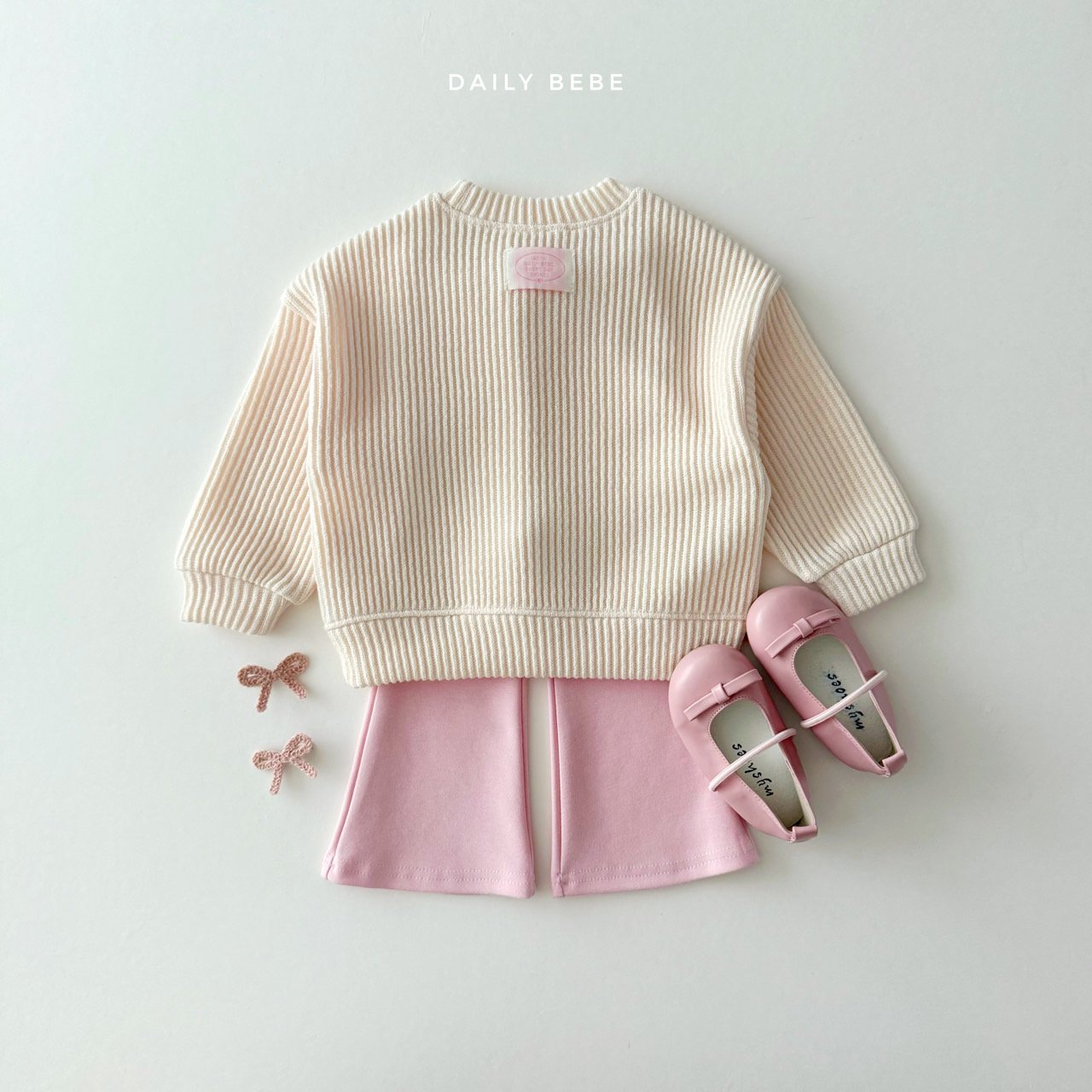 (Pre-order) Daily Bebe - Kids’ Ribbed Knit Sweatshirt 골지니트 맨투맨 (3 Colors)