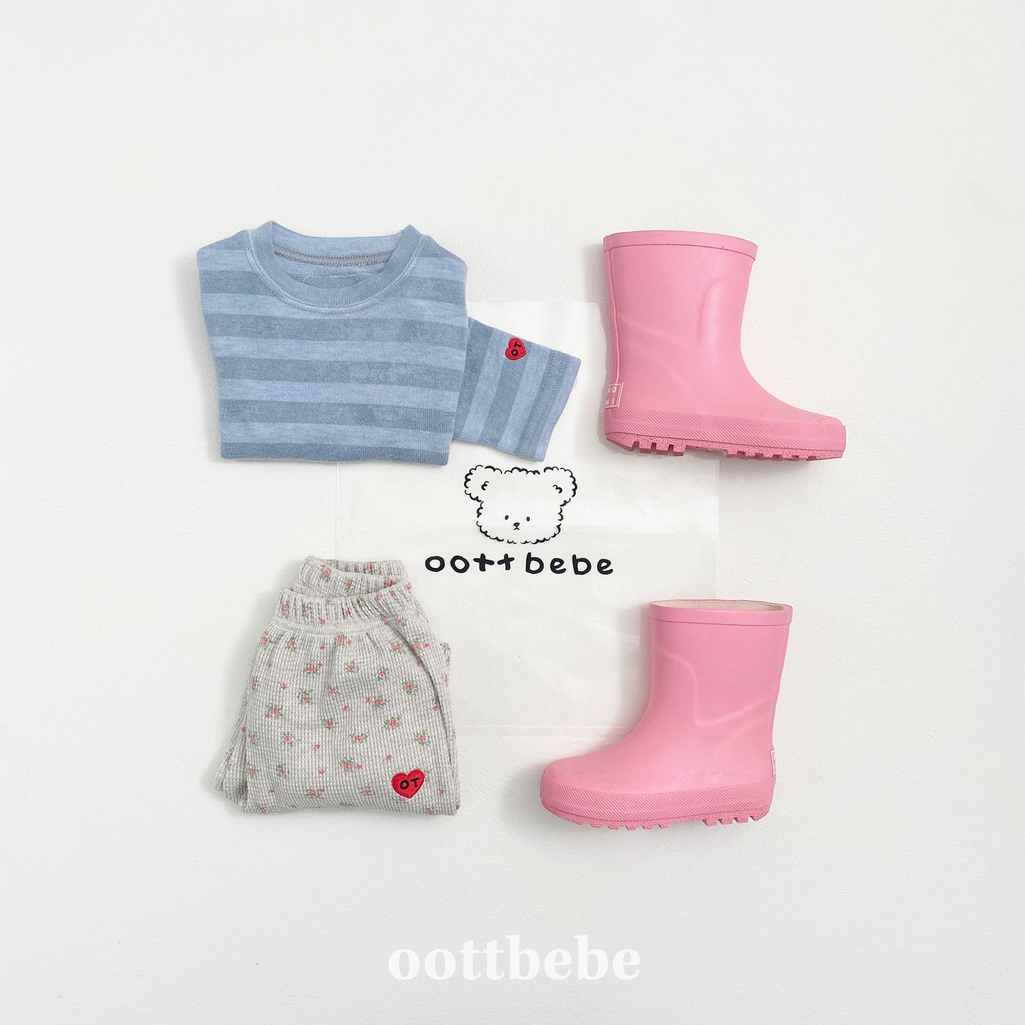 (Pre-order) OOTTBEBE - Mix Stripe Knit Tee 믹스단가라티(니트) (2 Colors)
