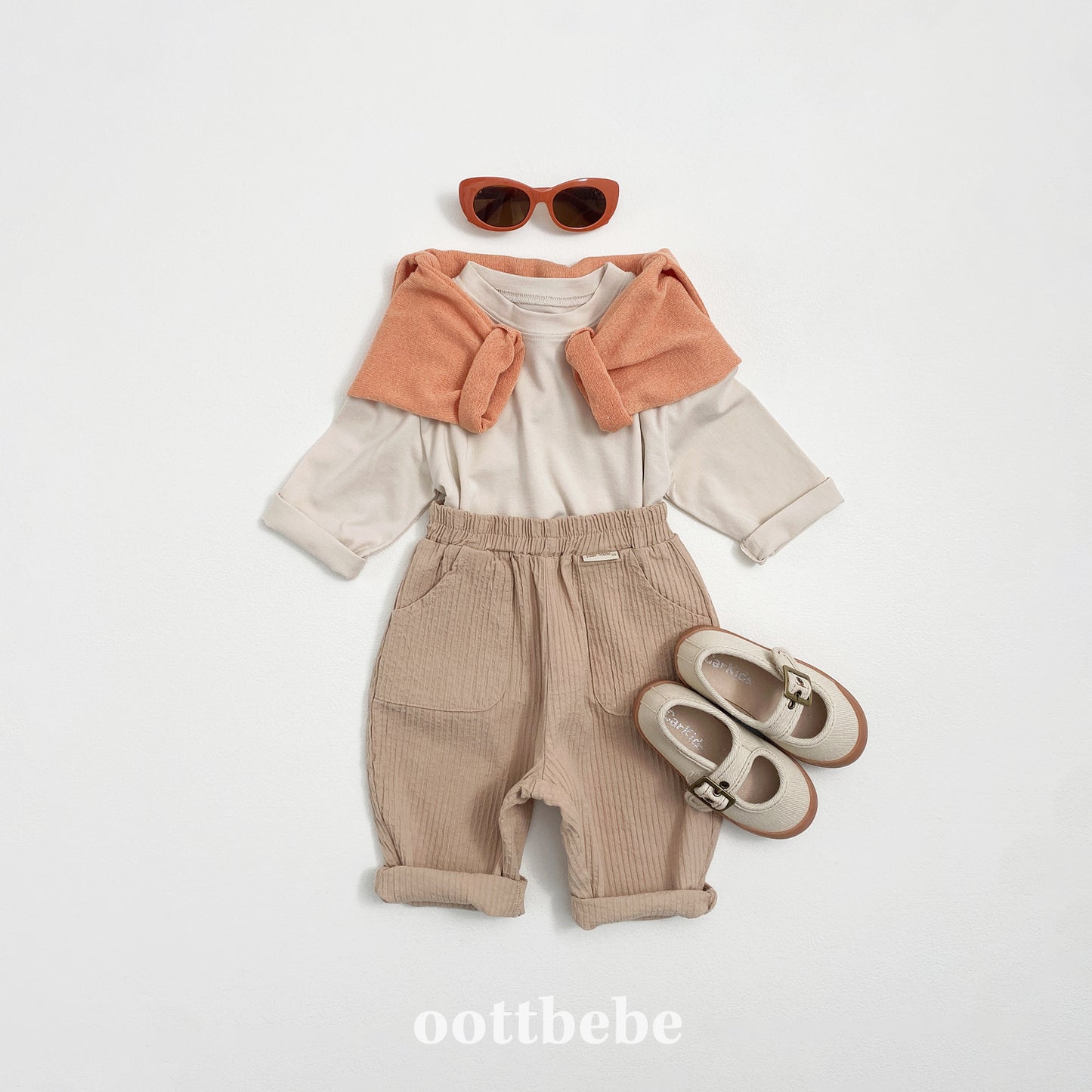 (Pre-order) OOTTBEBE - Plain Tee 3-Piece Set (Cotton Modal) 심플티셔츠 1+1+1(3종세트) (2 Colors)
