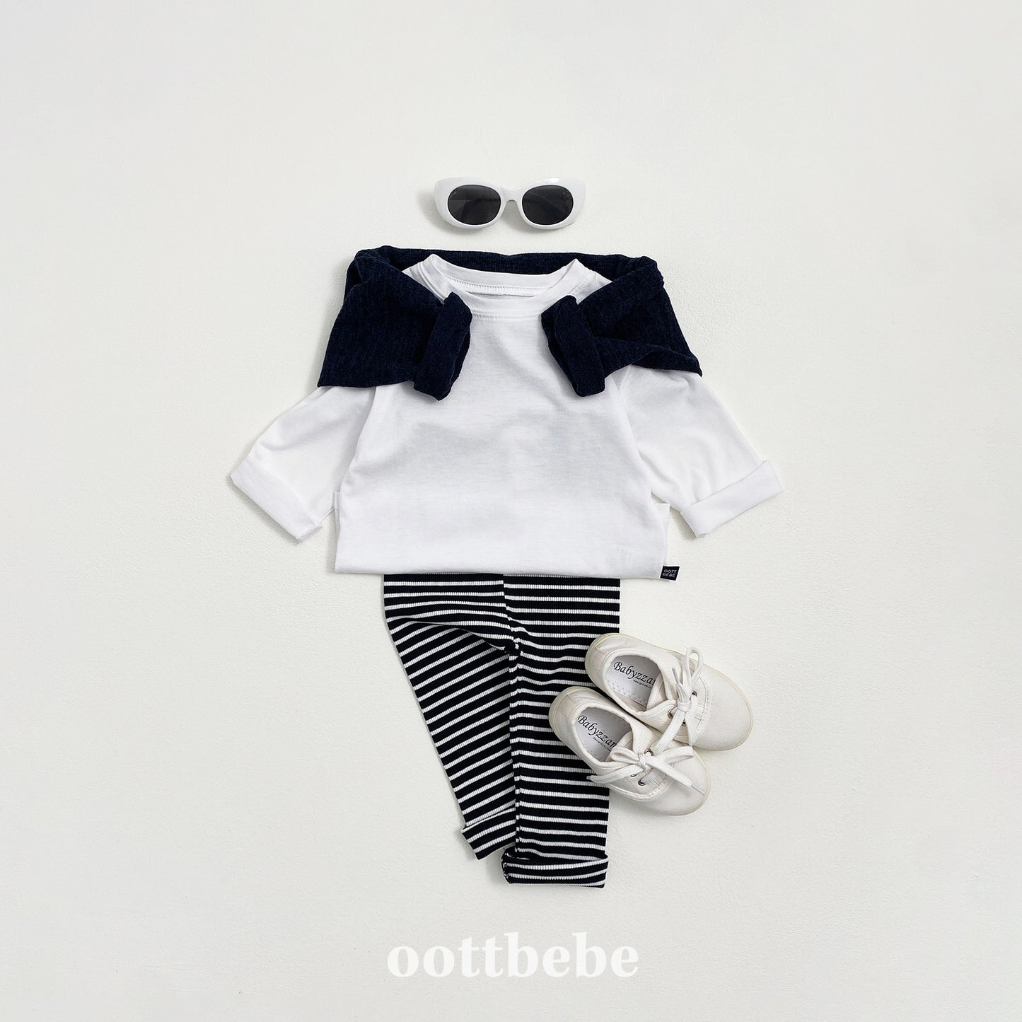 (Pre-order) OOTTBEBE - Plain Tee 3-Piece Set (Cotton Modal) 심플티셔츠 1+1+1(3종세트) (2 Colors)