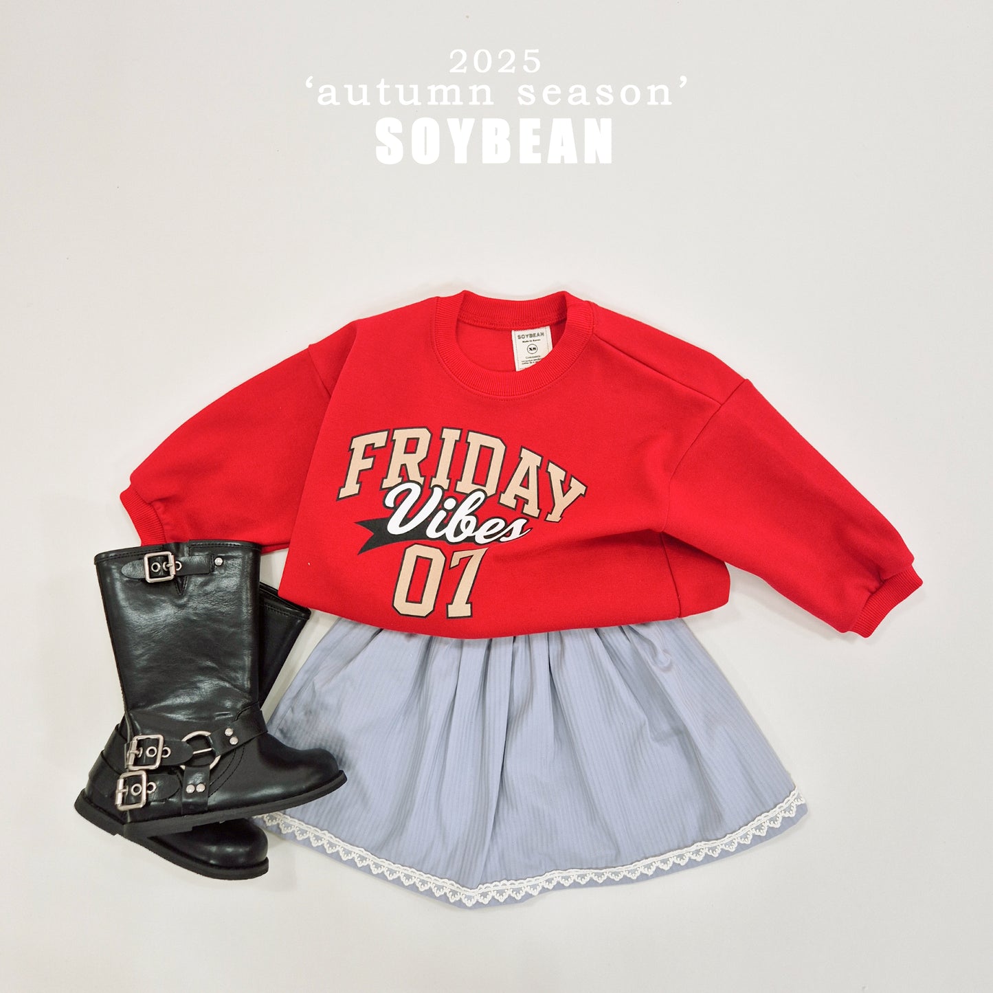 (Pre-order) Soybean Kids - Friday Lettering Sweatshirt 프라이데이맨투맨 (2 Colors)