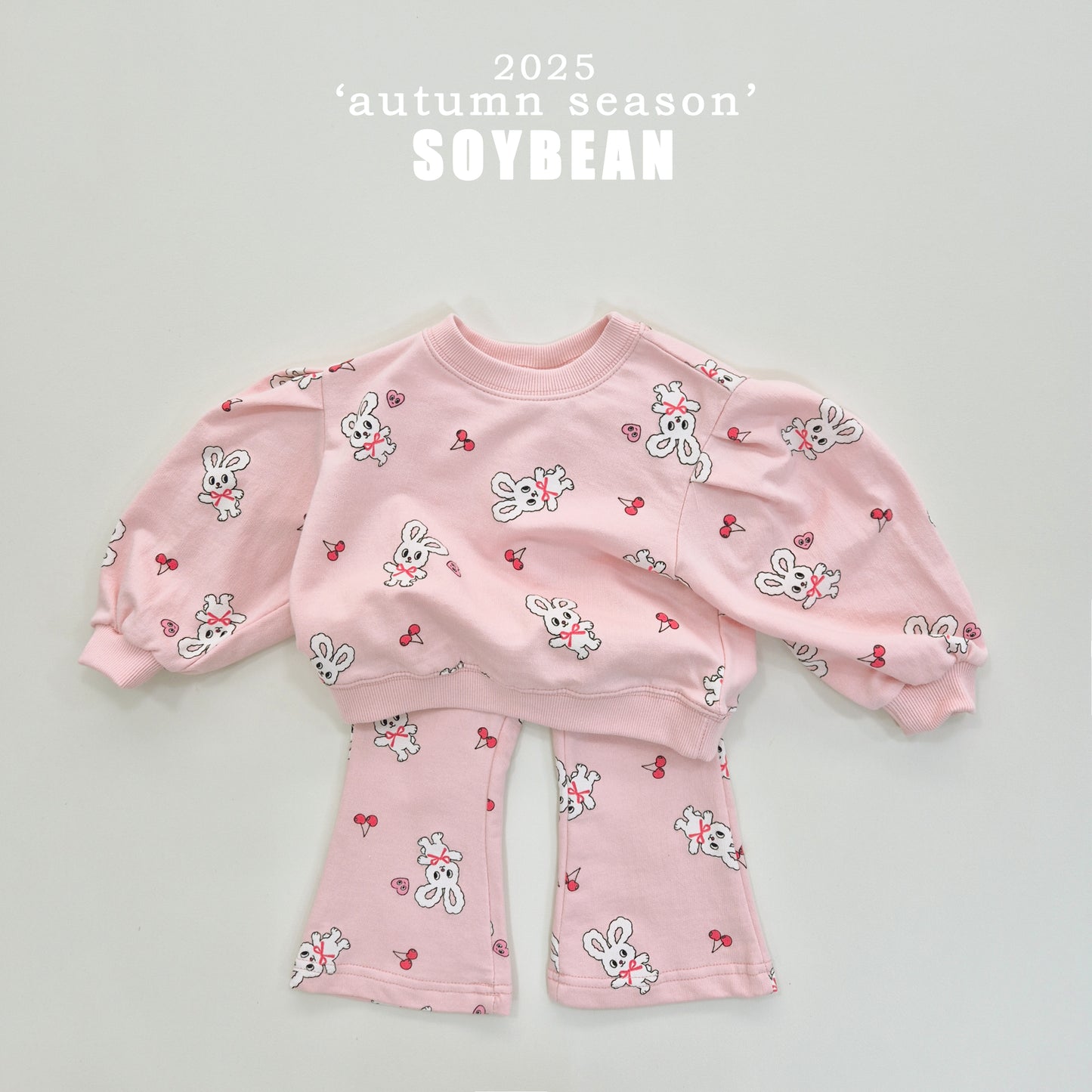 (Pre-order) Soybean Kids - Bunny Flare Top & Bottom Set 바니나팔상하복 (2 Colors)
