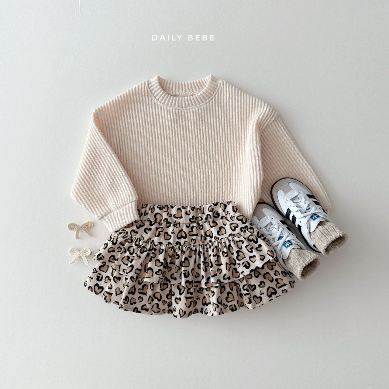 (Pre-order) Daily Bebe - Kids’ Ribbed Knit Sweatshirt 골지니트 맨투맨 (3 Colors)