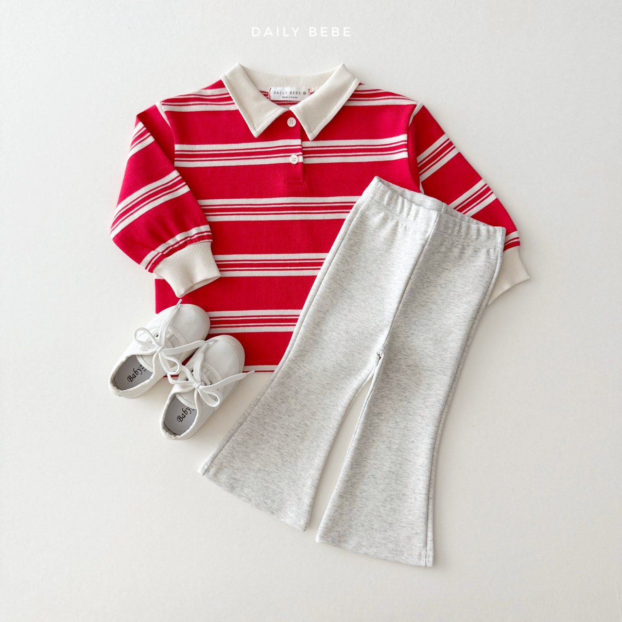 (Pre-order) Daily Bebe - Kids' Collar Stripe Tee 카라 단가라티 (2 Colors)