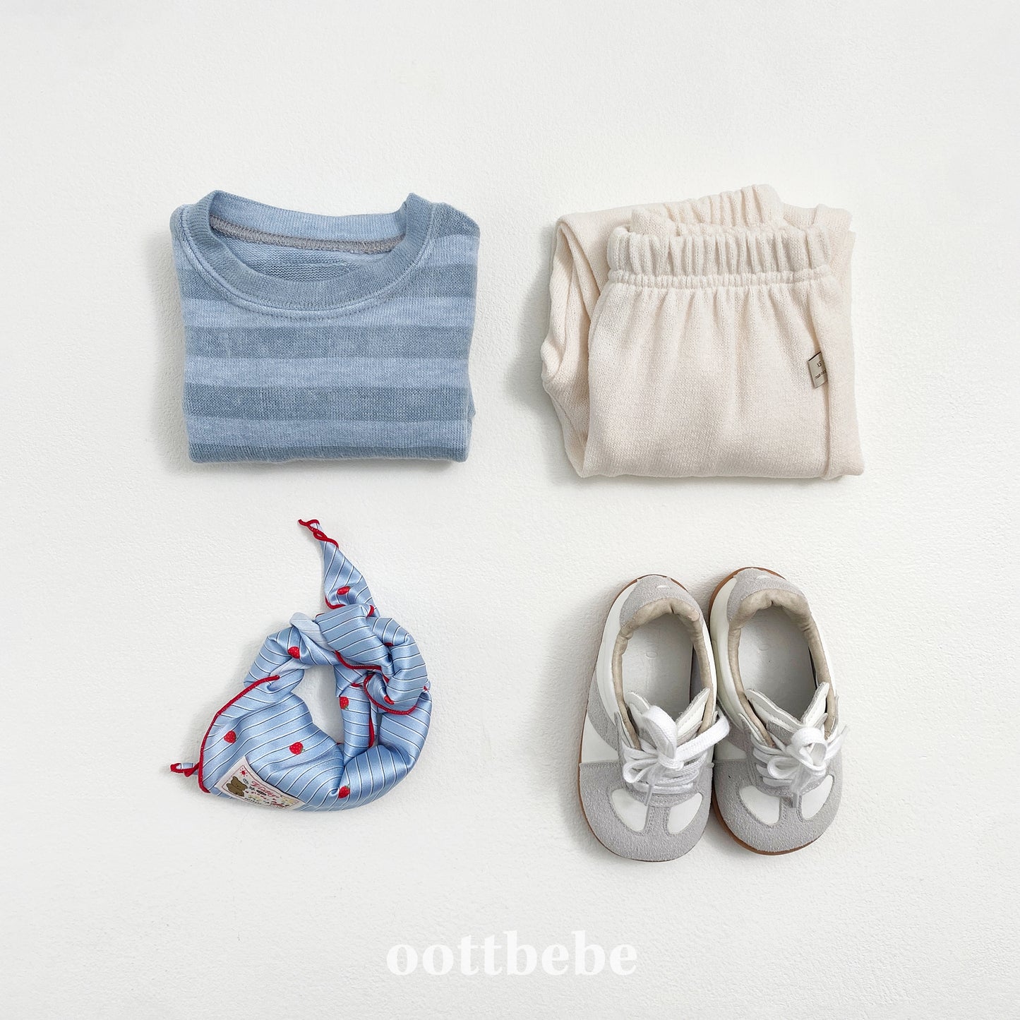 (Pre-order) OOTTBEBE - Mix Stripe Knit Tee 믹스단가라티(니트) (2 Colors)