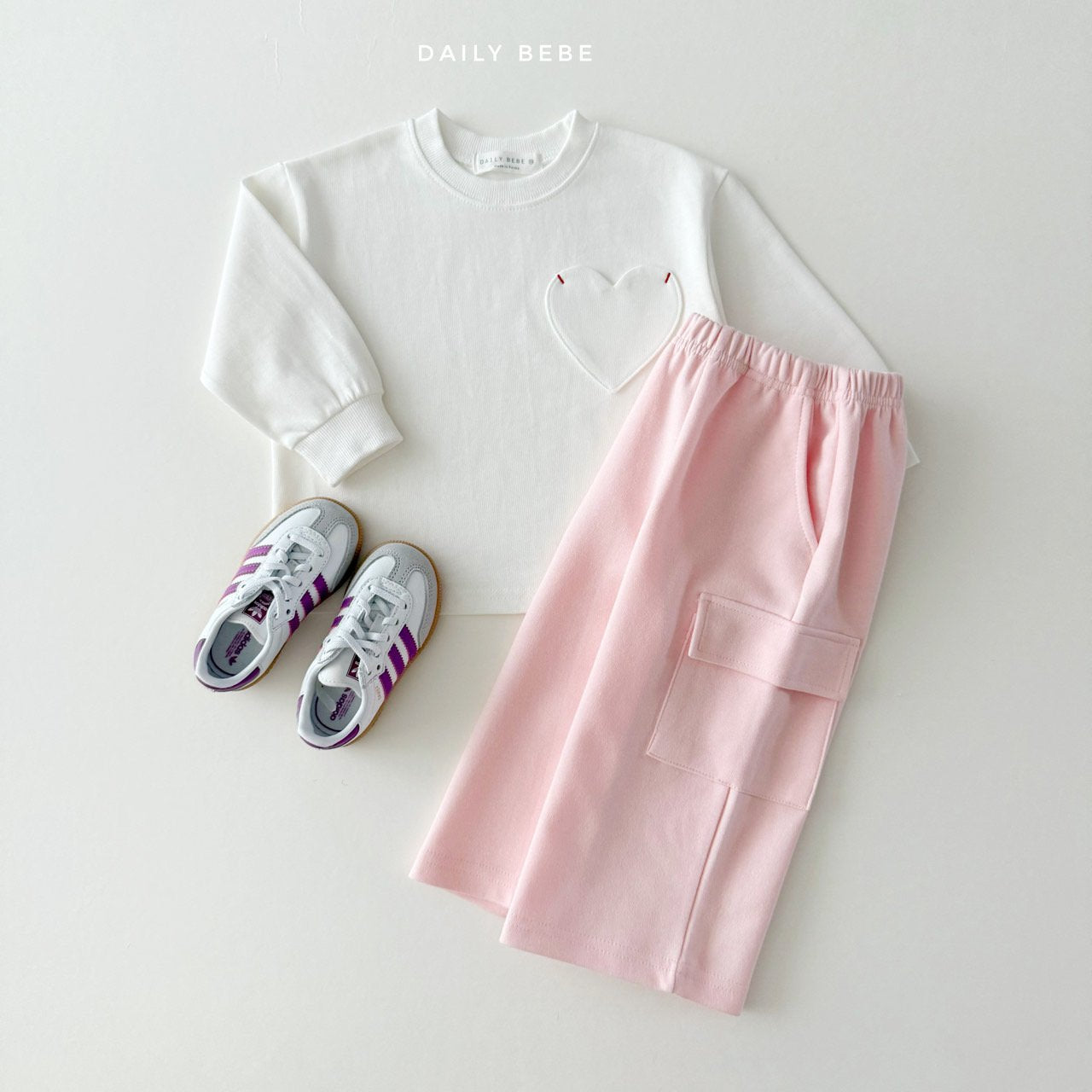 (Pre-order) Daily Bebe - Kids' Heart Pocket Tee 하트포켓 (2 Colors)