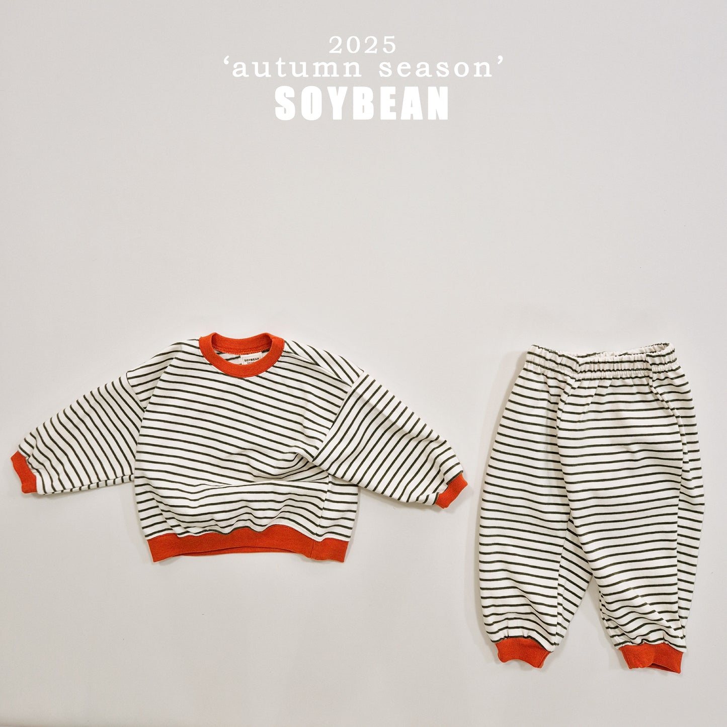 (Pre-order) Soybean Kids - Point Stripe Top & Bottom Set 포인트단가라상하복 (4 Colors)