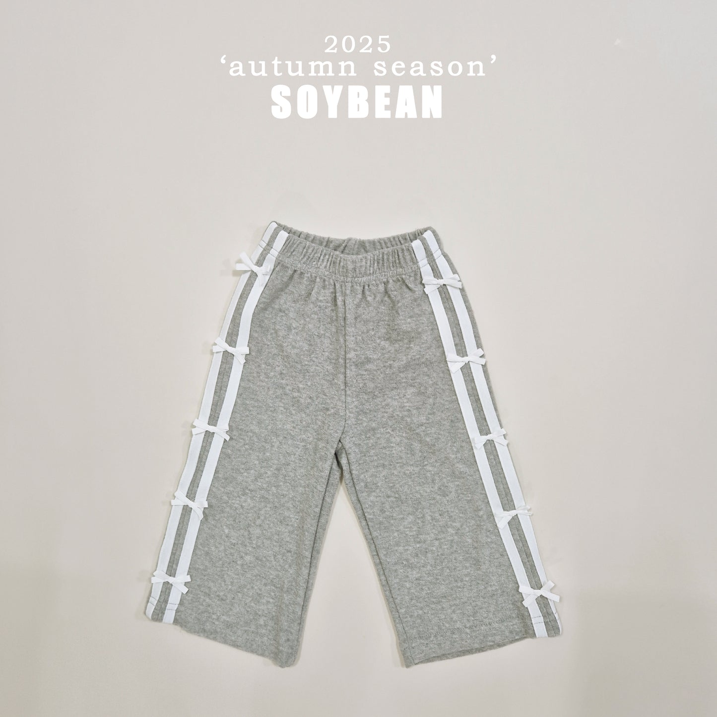 (Pre-order) Soybean Kids - Ribbon Terry Line Pants 리본테리라인팬츠 (2 Colors)