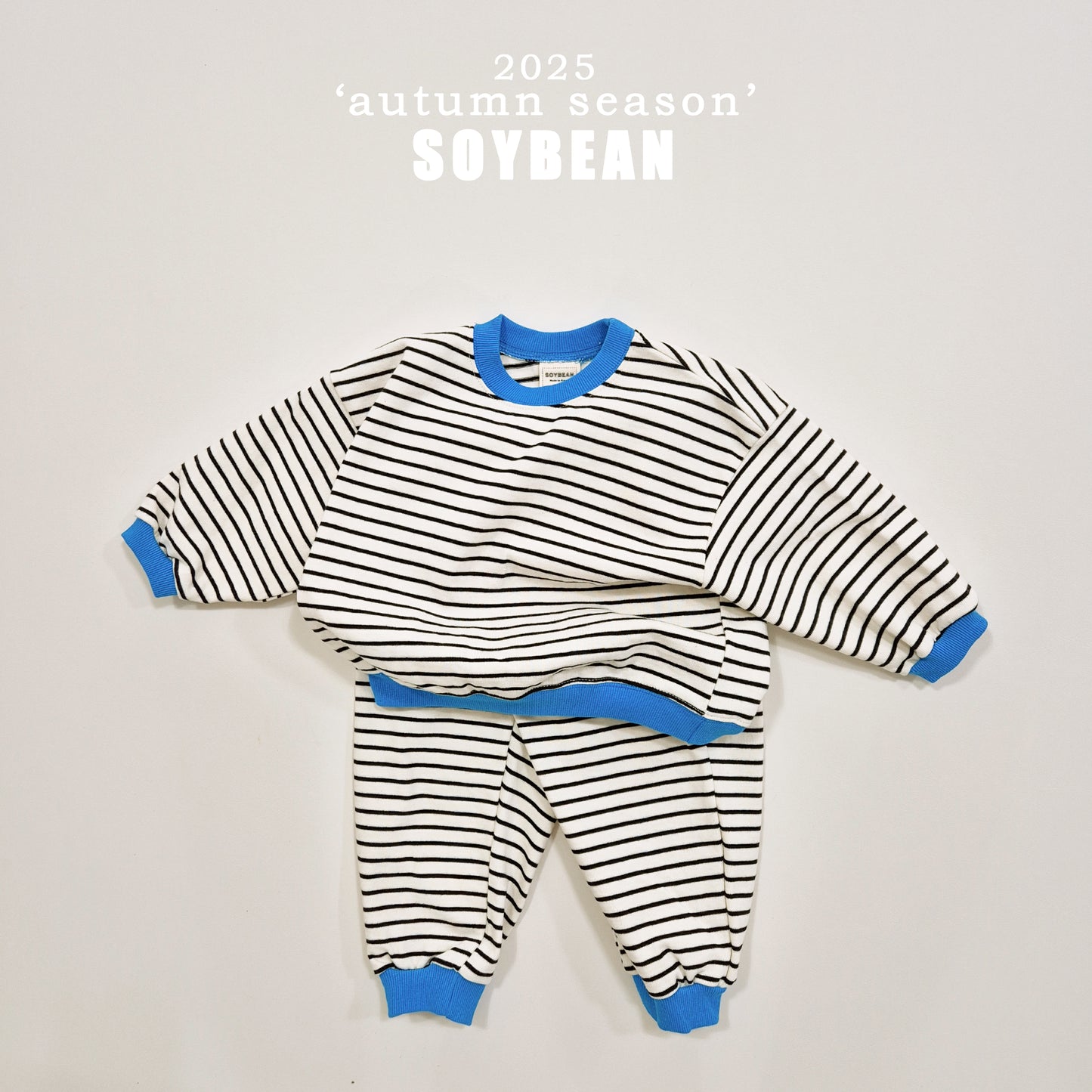 (Pre-order) Soybean Kids - Point Stripe Top & Bottom Set 포인트단가라상하복 (4 Colors)