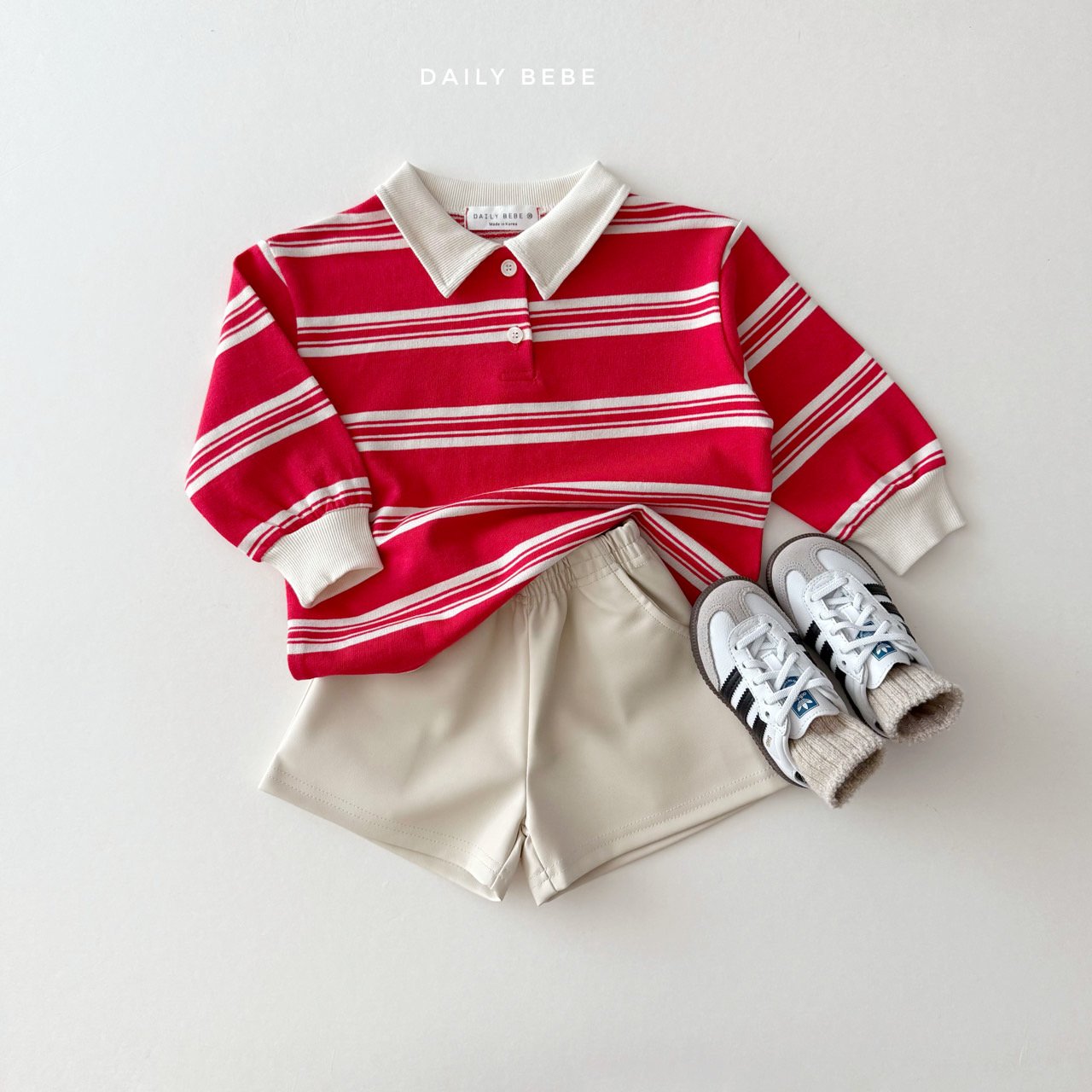 (Pre-order) Daily Bebe - Kids' Collar Stripe Tee 카라 단가라티 (2 Colors)