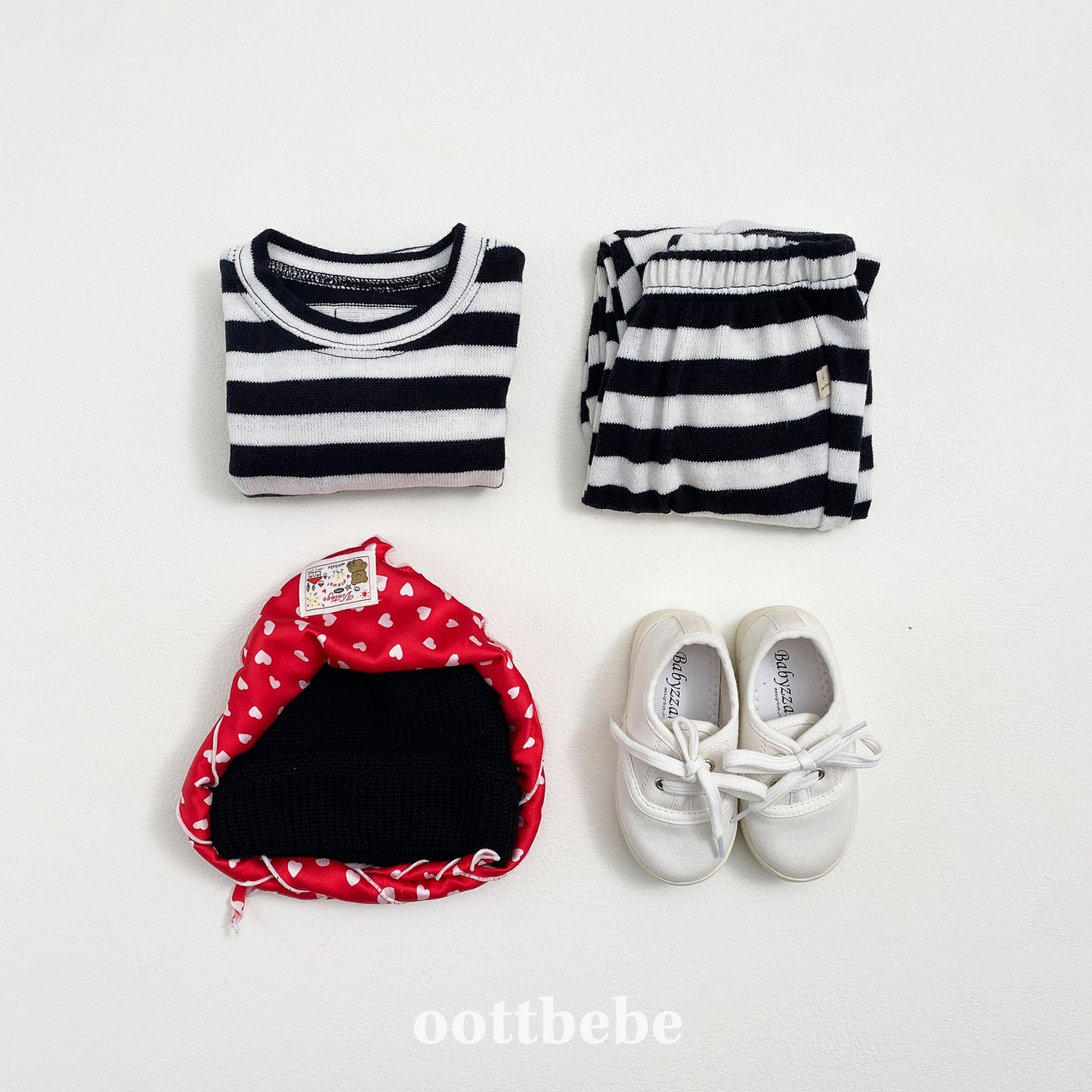 (Pre-order) OOTTBEBE - Mix Stripe Knit Tee 믹스단가라티(니트) (2 Colors)