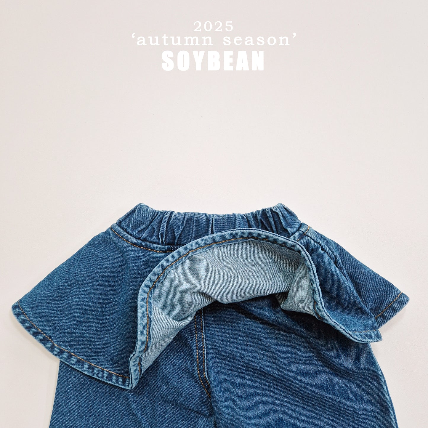 (Pre-order) Soybean Kids - Skirt Wide Denim Pants 스커트와이드데님팬츠 (2 Colors)