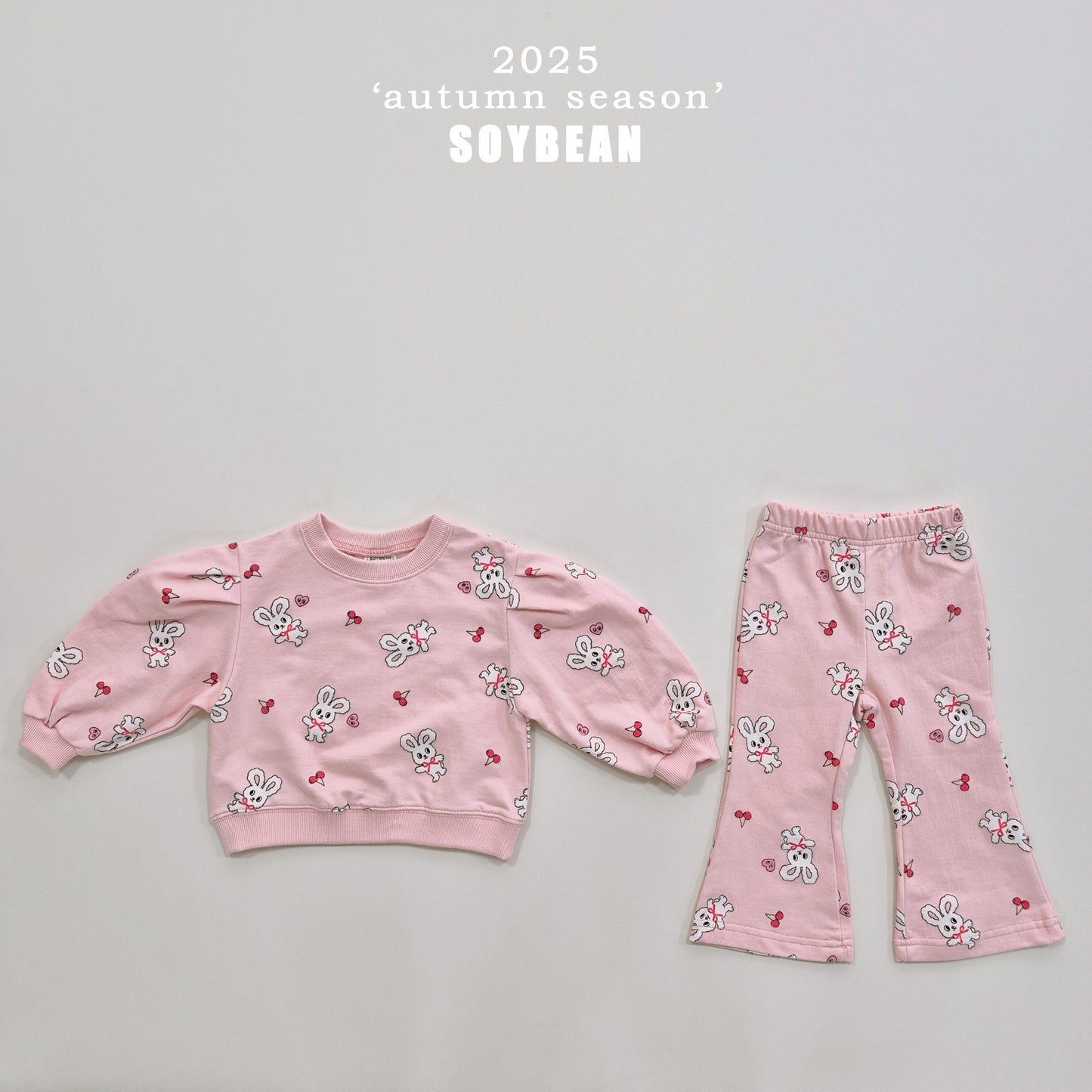 (Pre-order) Soybean Kids - Bunny Flare Top & Bottom Set 바니나팔상하복 (2 Colors)