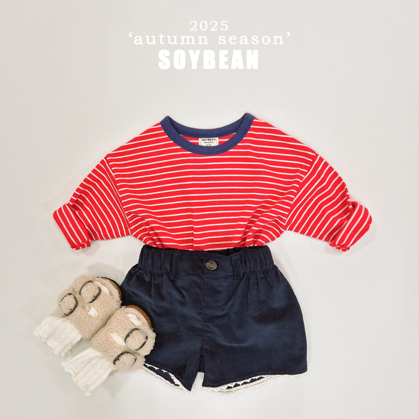 (Pre-order) Soybean Kids - Autumn Captain Stripe Tee 어텀캡틴단가라티 (5 Colors)