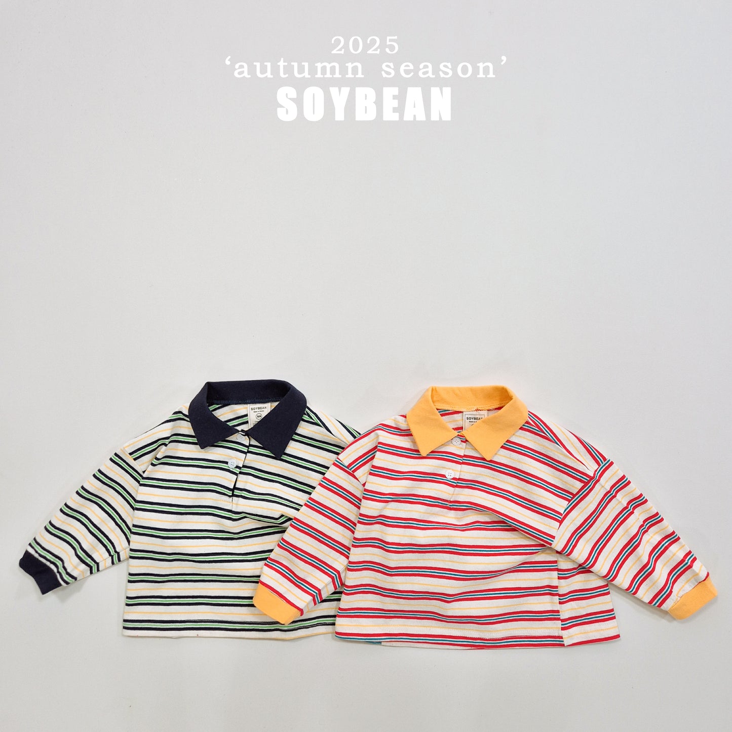 (Pre-order) Soybean Kids - Contrast Collar Sweatshirt Tee 배색카라티 (2 Colors)