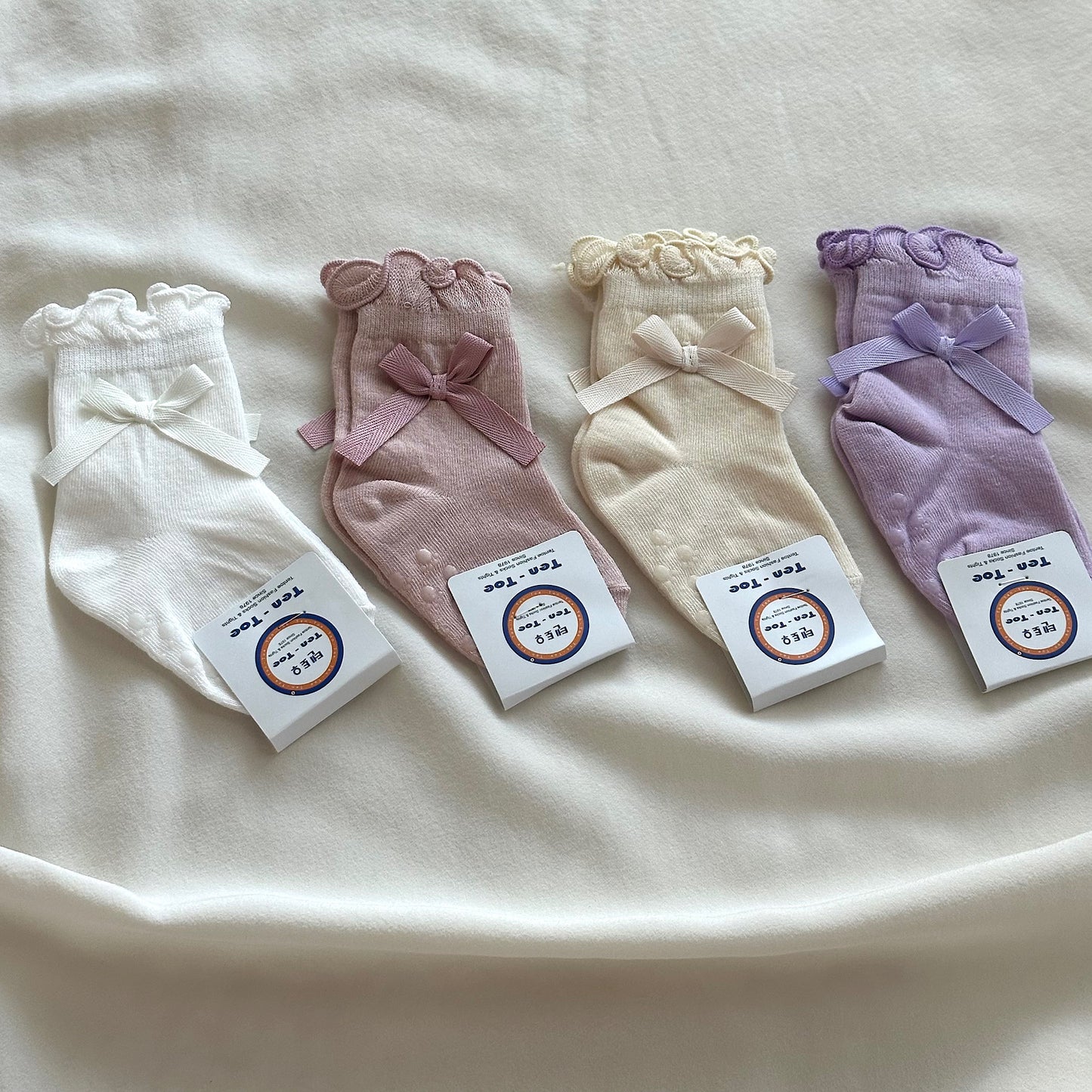 (Ten-Toe) Kids’ Ribbon Ruffles Socks (4-pack)