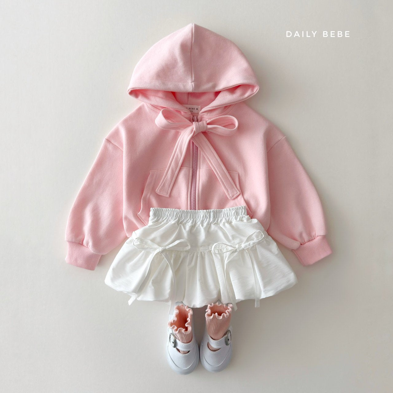 (Pre-order) Daily Bebe Summer- Kids’ Ribbon Hoodie Zip-Up 리본 후드집업 (3 Colors)