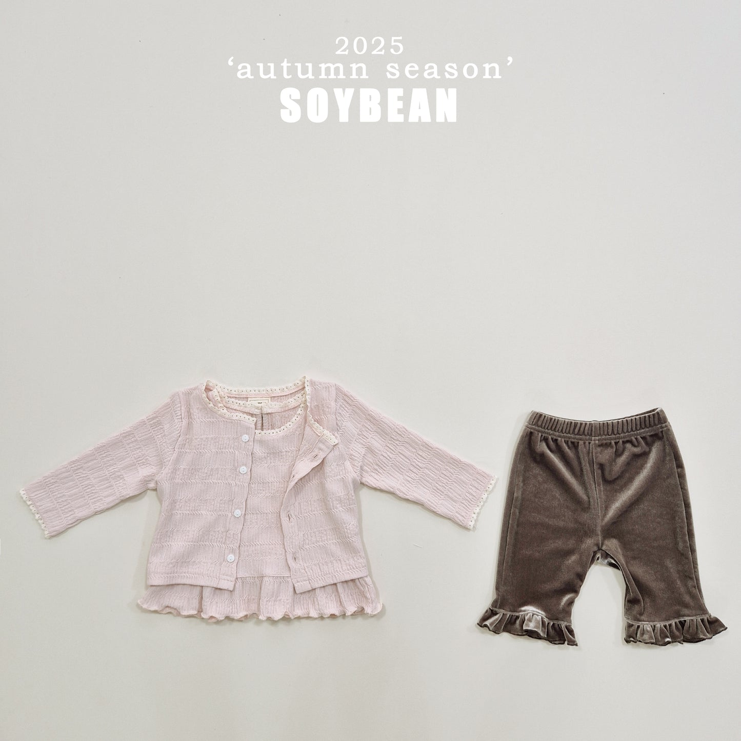 (Pre-order) Soybean Kids - Lace Cardigan & Tank Set 레이스CD&나시Set (2 Colors)
