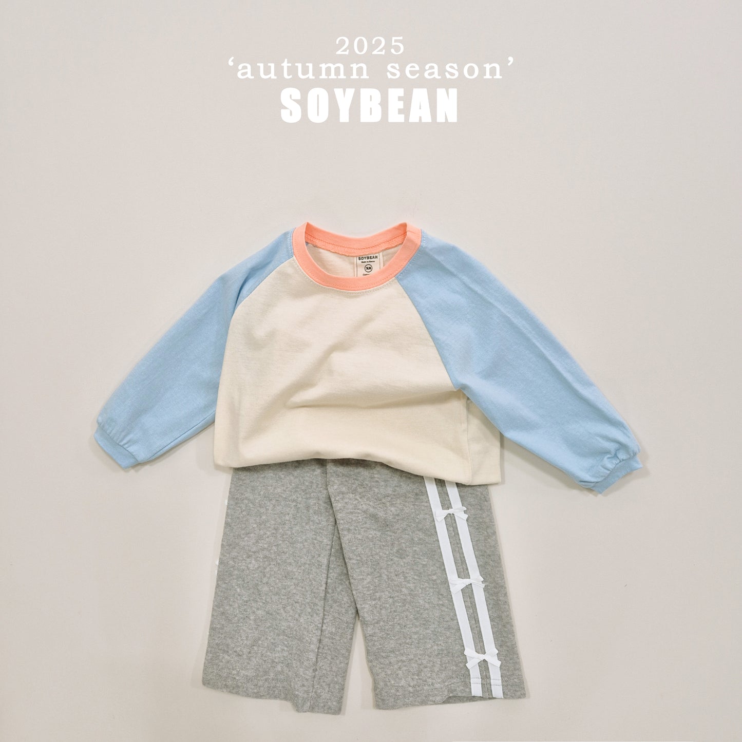 (Pre-order) Soybean Kids - Ribbon Terry Line Pants 리본테리라인팬츠 (2 Colors)