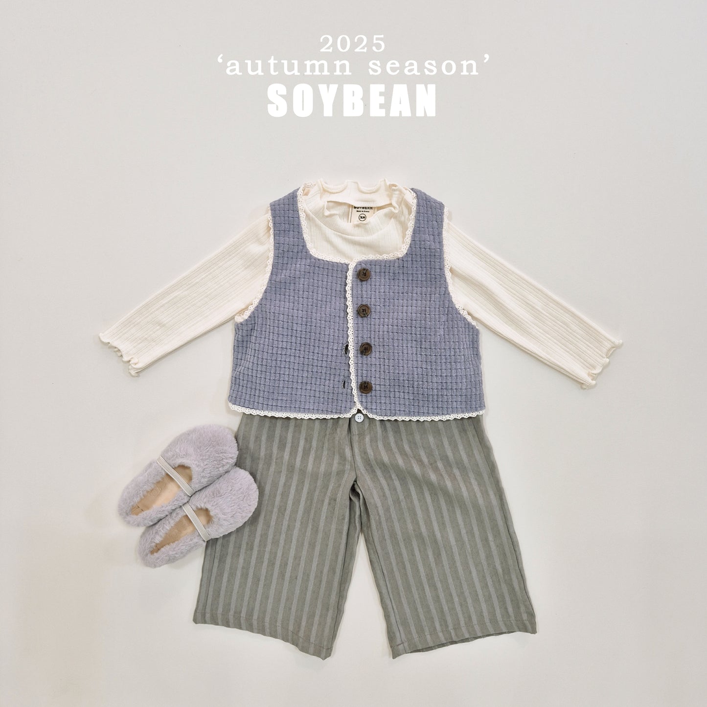 (Pre-order) Soybean Kids - Button Stripe Wide Pants 버튼트렁크팬츠 (2 Colors)