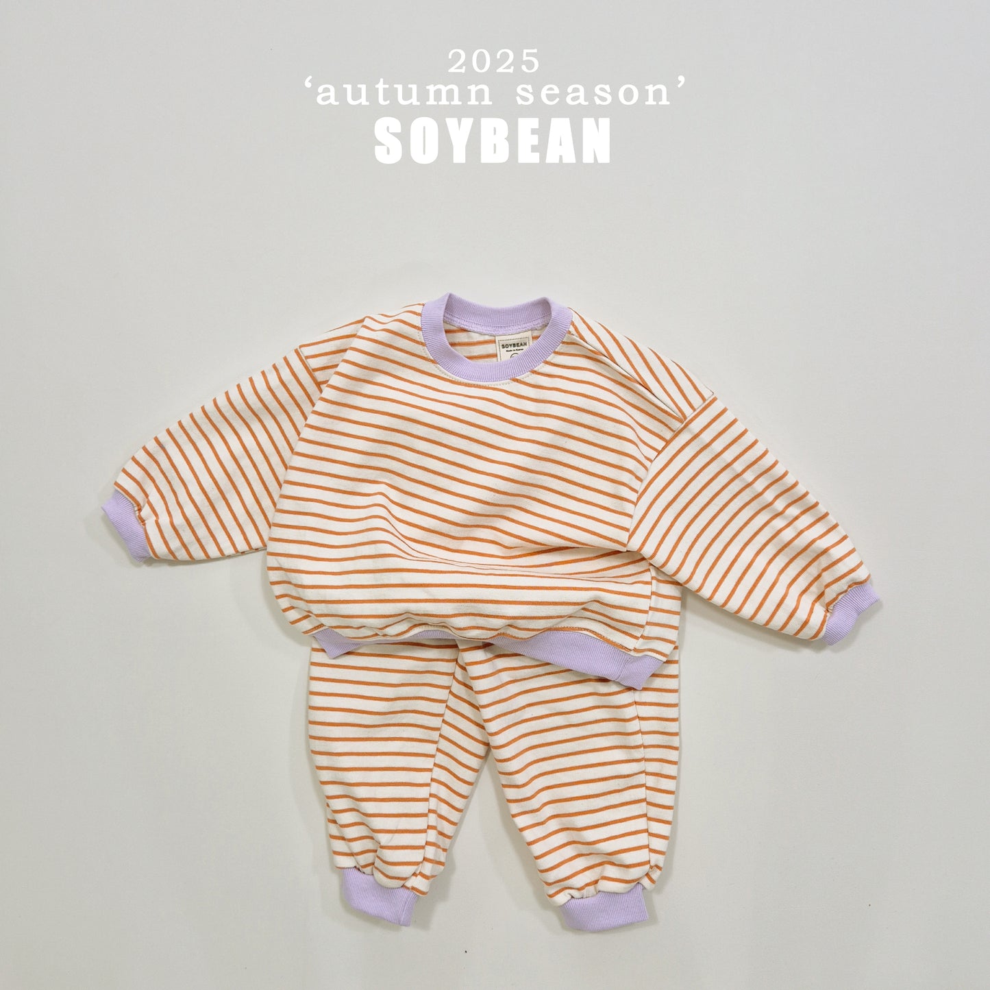 (Pre-order) Soybean Kids - Point Stripe Top & Bottom Set 포인트단가라상하복 (4 Colors)