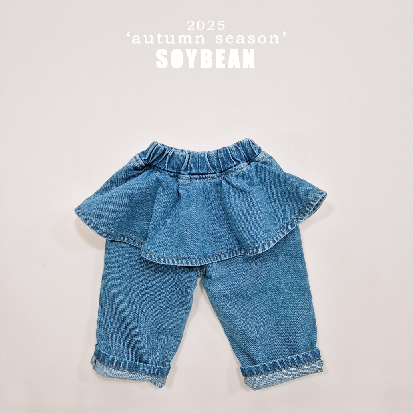 (Pre-order) Soybean Kids - Skirt Wide Denim Pants 스커트와이드데님팬츠 (2 Colors)