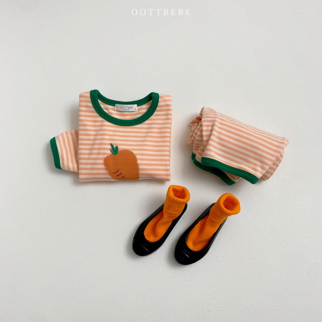 (In Stock) OOTTBEBE - Veggie Top and Bottom Set 채소상하복