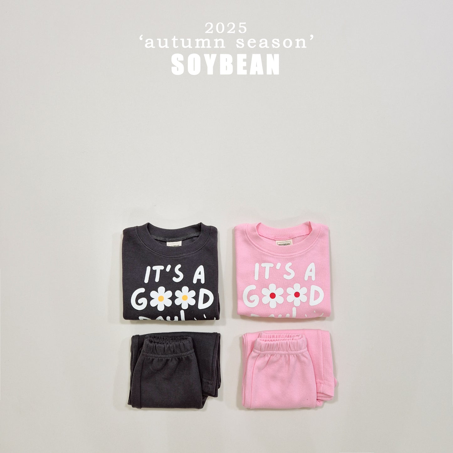 (Pre-order) Soybean Kids - It’s Good Crop Top & Bottom Set 잇츠굿크롭상하복 (3 Colors)