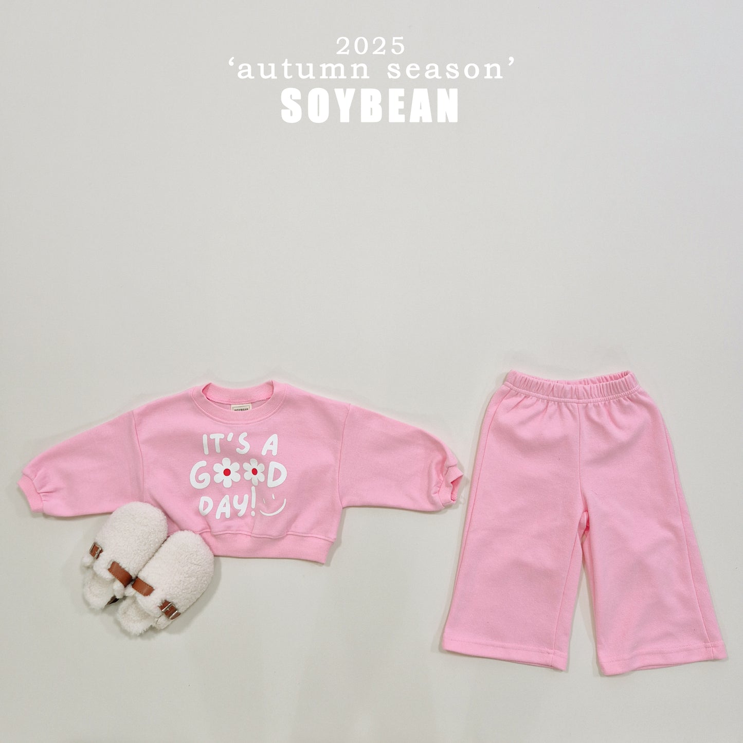 (Pre-order) Soybean Kids - It’s Good Crop Top & Bottom Set 잇츠굿크롭상하복 (3 Colors)