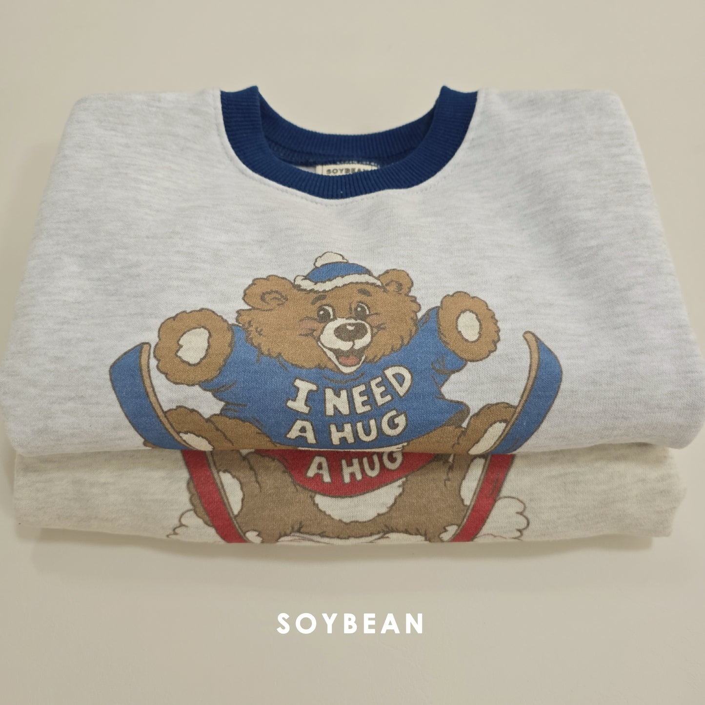 (Pre-order) Soybean Kids Winter - Ski Bear Fleece-Lined Sweatshirt 스키곰양기모맨투맨 (2 Colors)