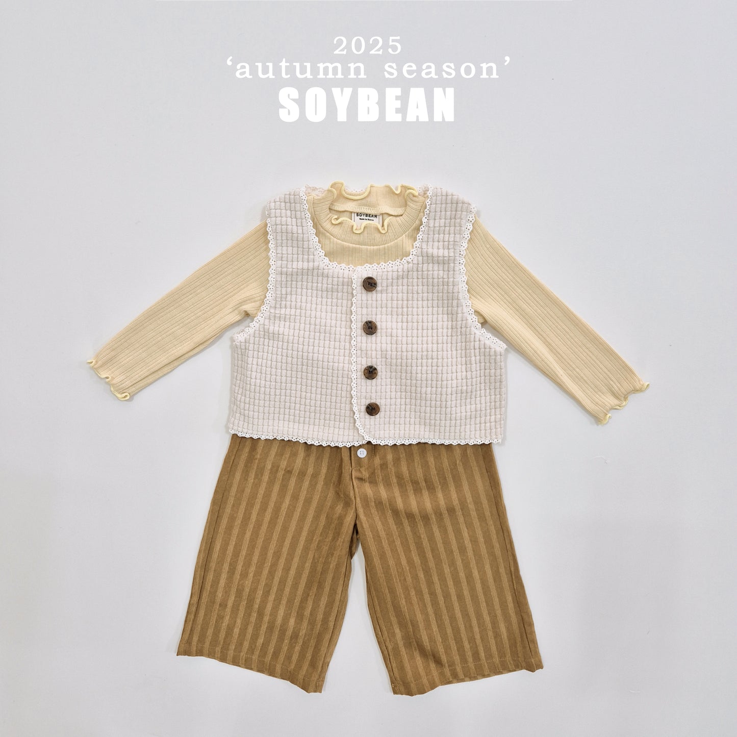 (Pre-order) Soybean Kids - Button Stripe Wide Pants 버튼트렁크팬츠 (2 Colors)