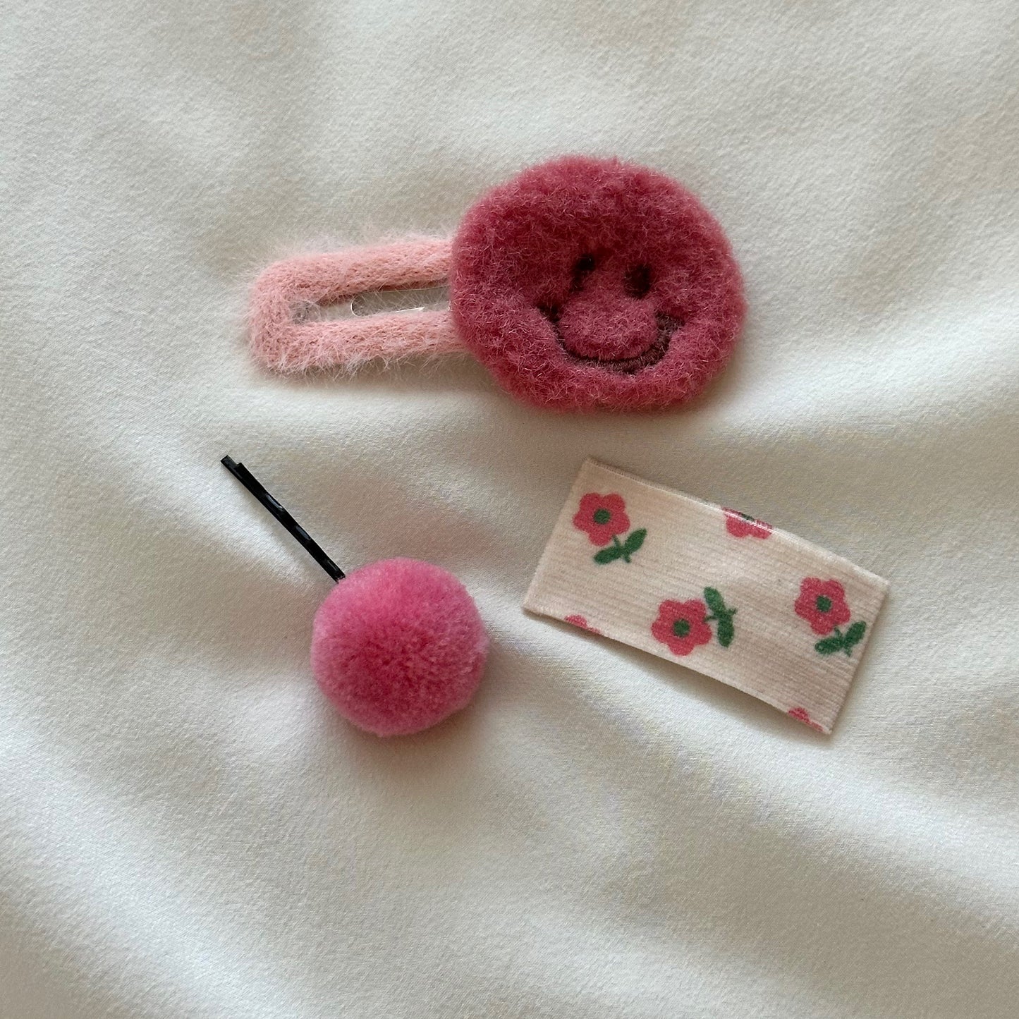 (Chenny Bong Bong) Kids’ Indie Pink Smile Hair Clips 5-piece Set