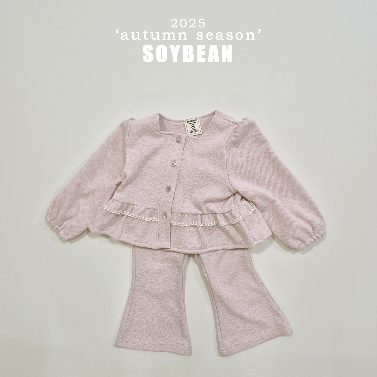 (Pre-order) Soybean Kids - Square Lace Top & Bottom Set 스퀘어레이스 상하복 (2 Colors)