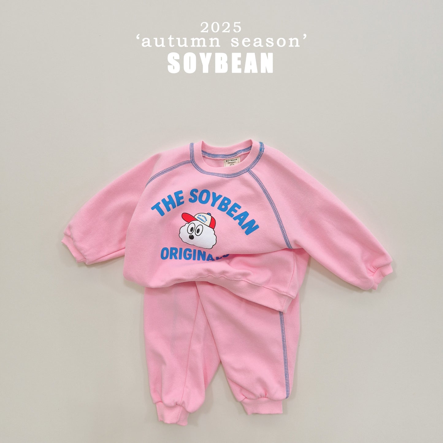 (Pre-order) Soybean Kids - Color Stitch Top & Bottom Set 컬러스티치상하복 (3 Colors)