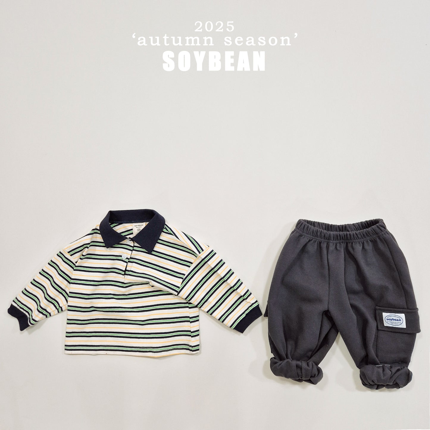(Pre-order) Soybean Kids - Contrast Collar Sweatshirt Tee 배색카라티 (2 Colors)