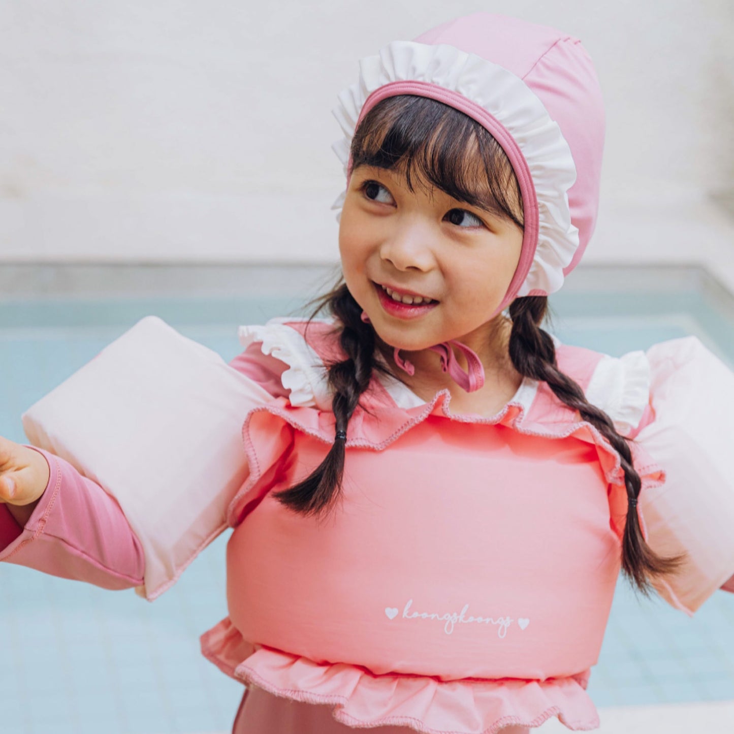 (Pre-order) KoongsKoongs Kids’ Premium Chouette All-in-One Rash Guard Set (Pink)